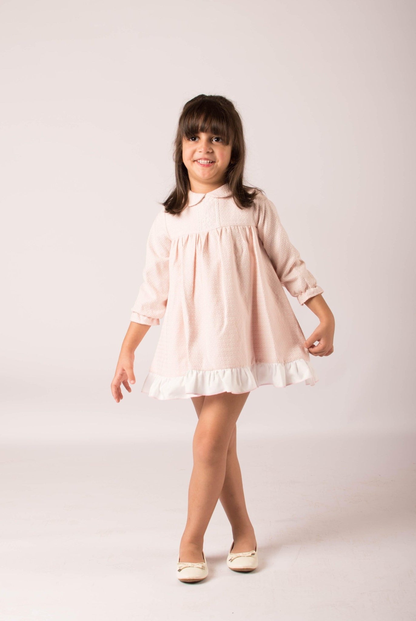 CLEARANCE SALE - Lor Miral - Baby Girls Pink & Cream Dress & Knickers 32012 - Mariposa Children's Boutique