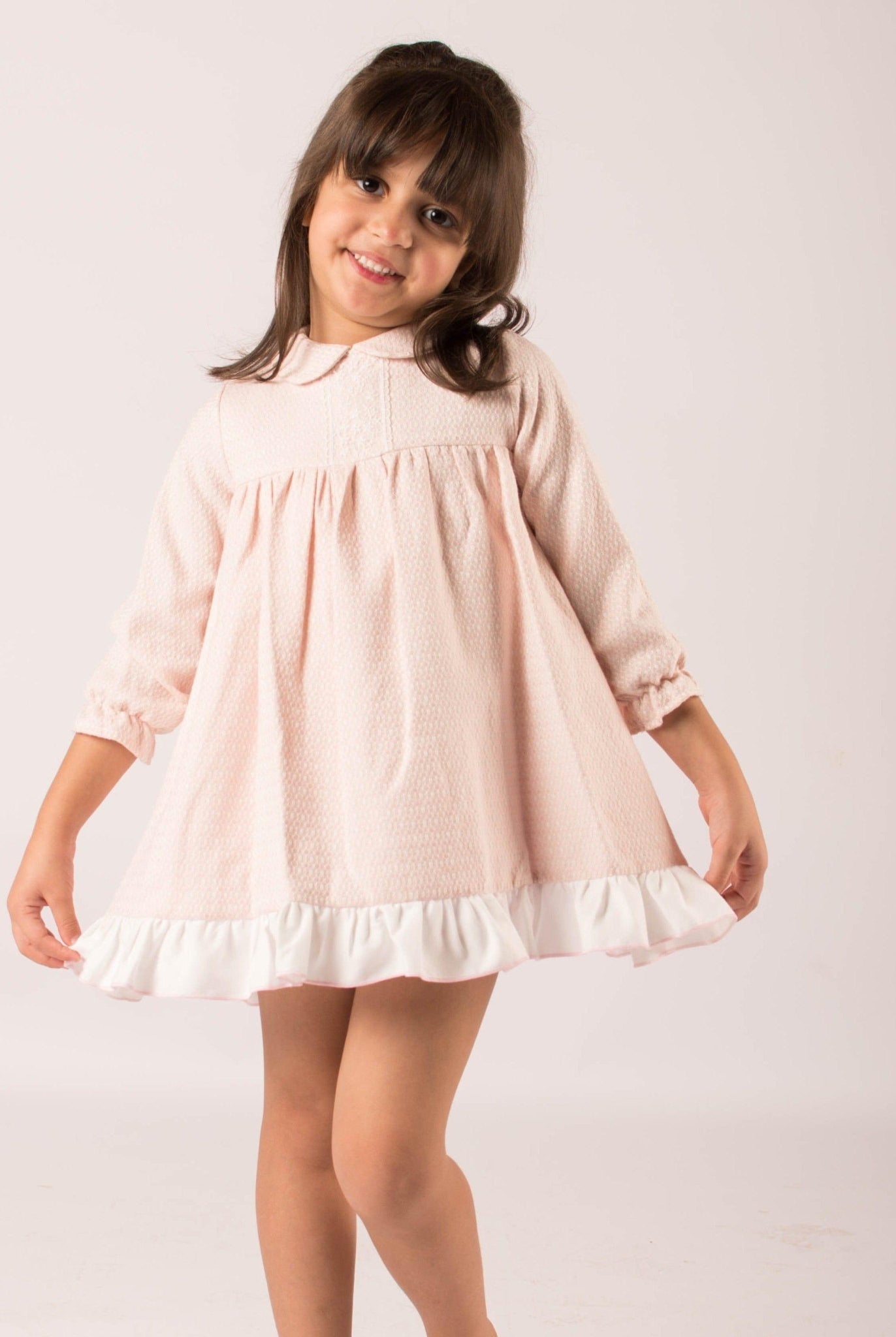 CLEARANCE SALE - Lor Miral - Baby Girls Pink & Cream Dress & Knickers 32012 - Mariposa Children's Boutique