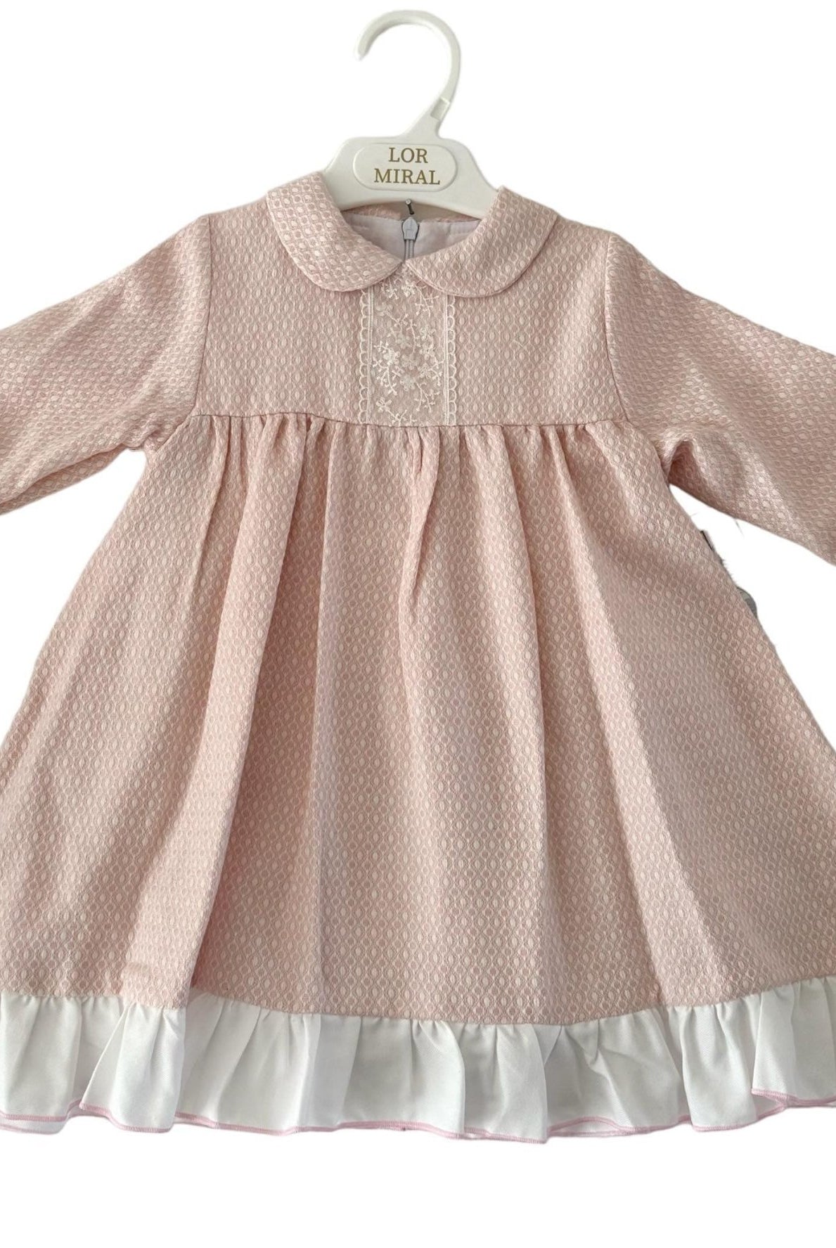 CLEARANCE SALE - Lor Miral - Baby Girls Pink & Cream Dress & Knickers 32012 - Mariposa Children's Boutique
