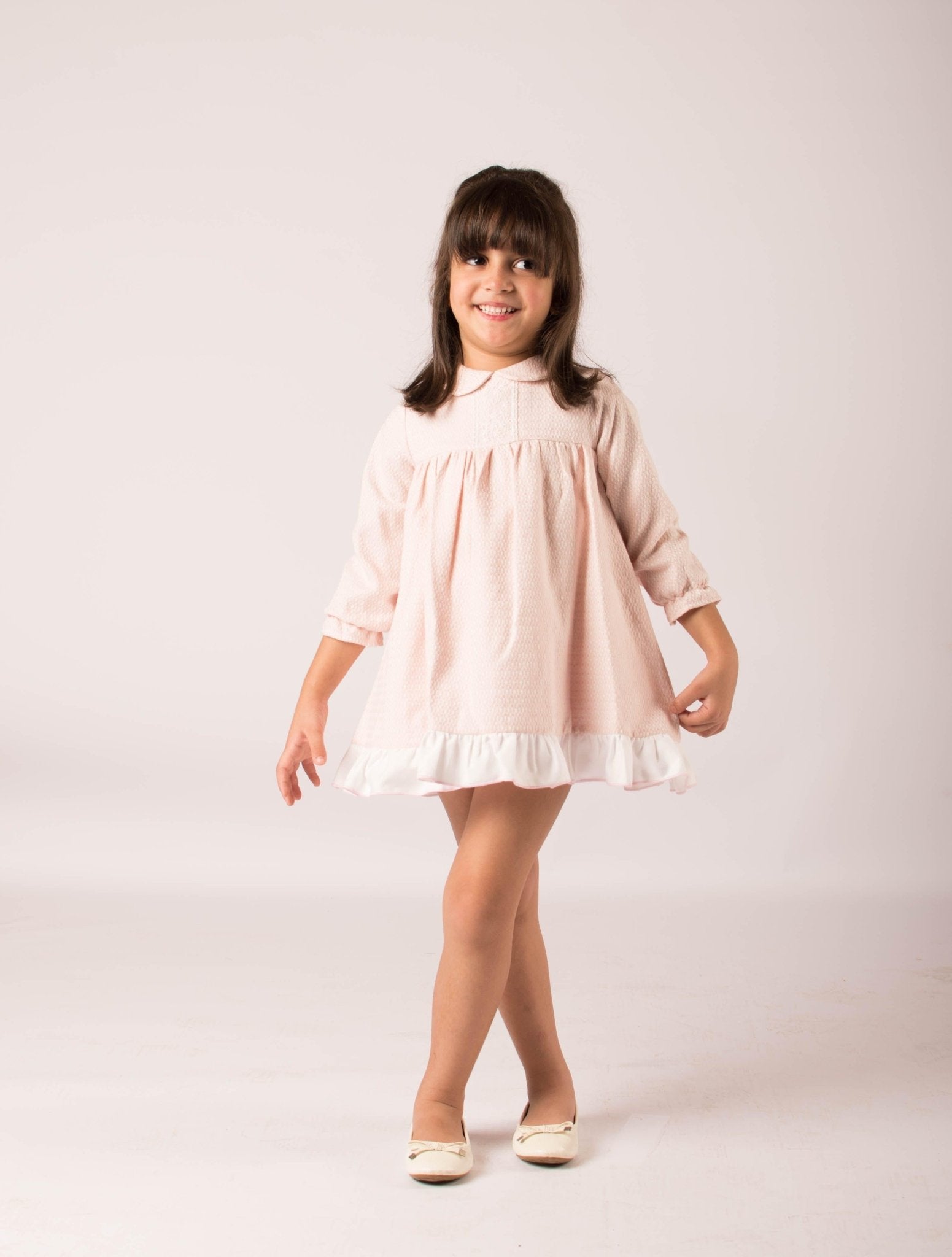 CLEARANCE SALE - Lor Miral - Baby Girls Pink & Cream Dress & Knickers 32012 - Mariposa Children's Boutique
