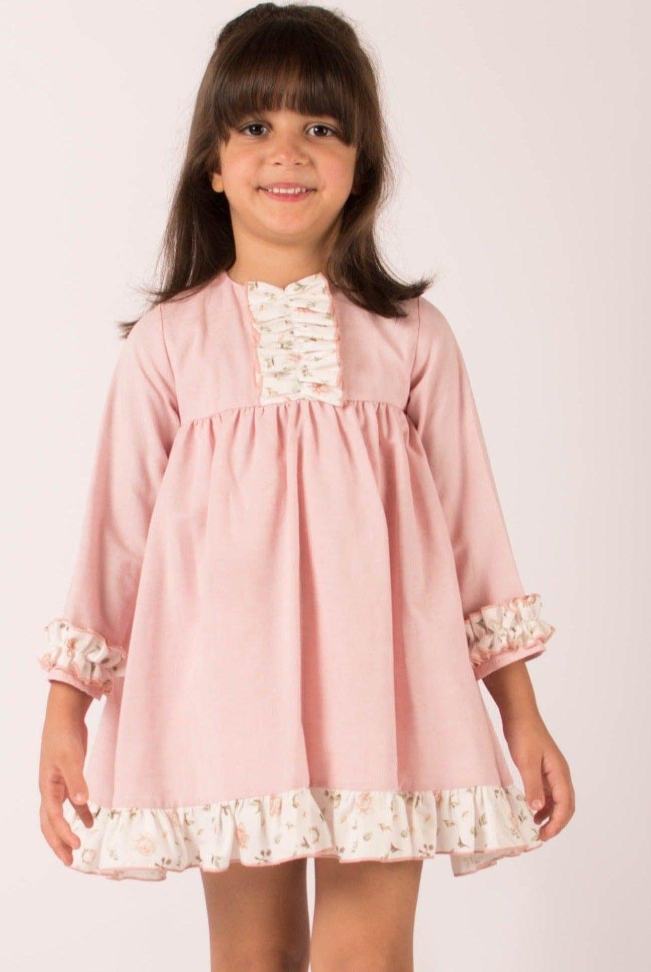 CLEARANCE SALE - Lor Miral - Baby Girl's Pink Floral Print Dress & Knickers 32016 - Mariposa Children's Boutique