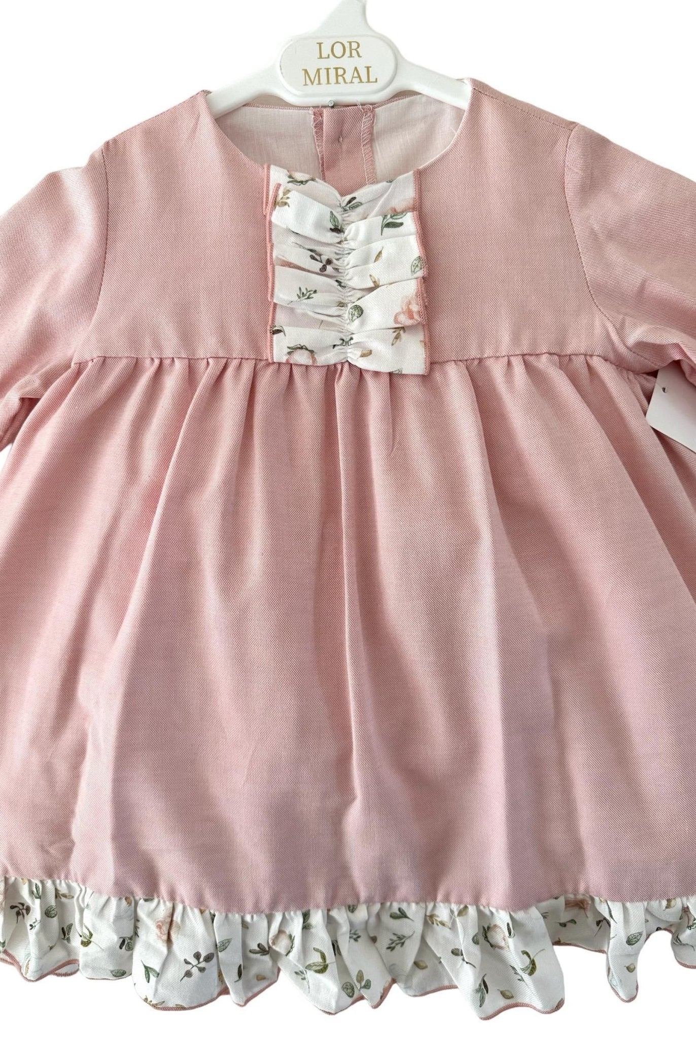 CLEARANCE SALE - Lor Miral - Baby Girl's Pink Floral Print Dress & Knickers 32016 - Mariposa Children's Boutique