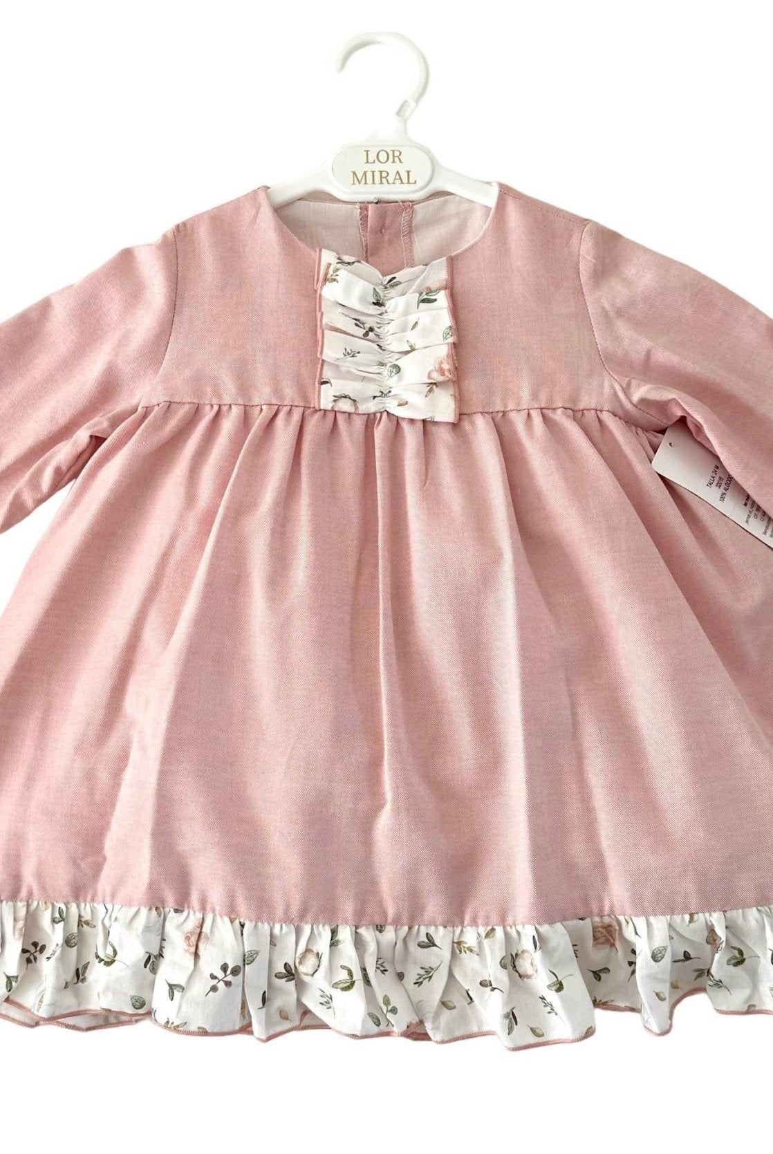 CLEARANCE SALE - Lor Miral - Baby Girl's Pink Floral Print Dress & Knickers 32016 - Mariposa Children's Boutique