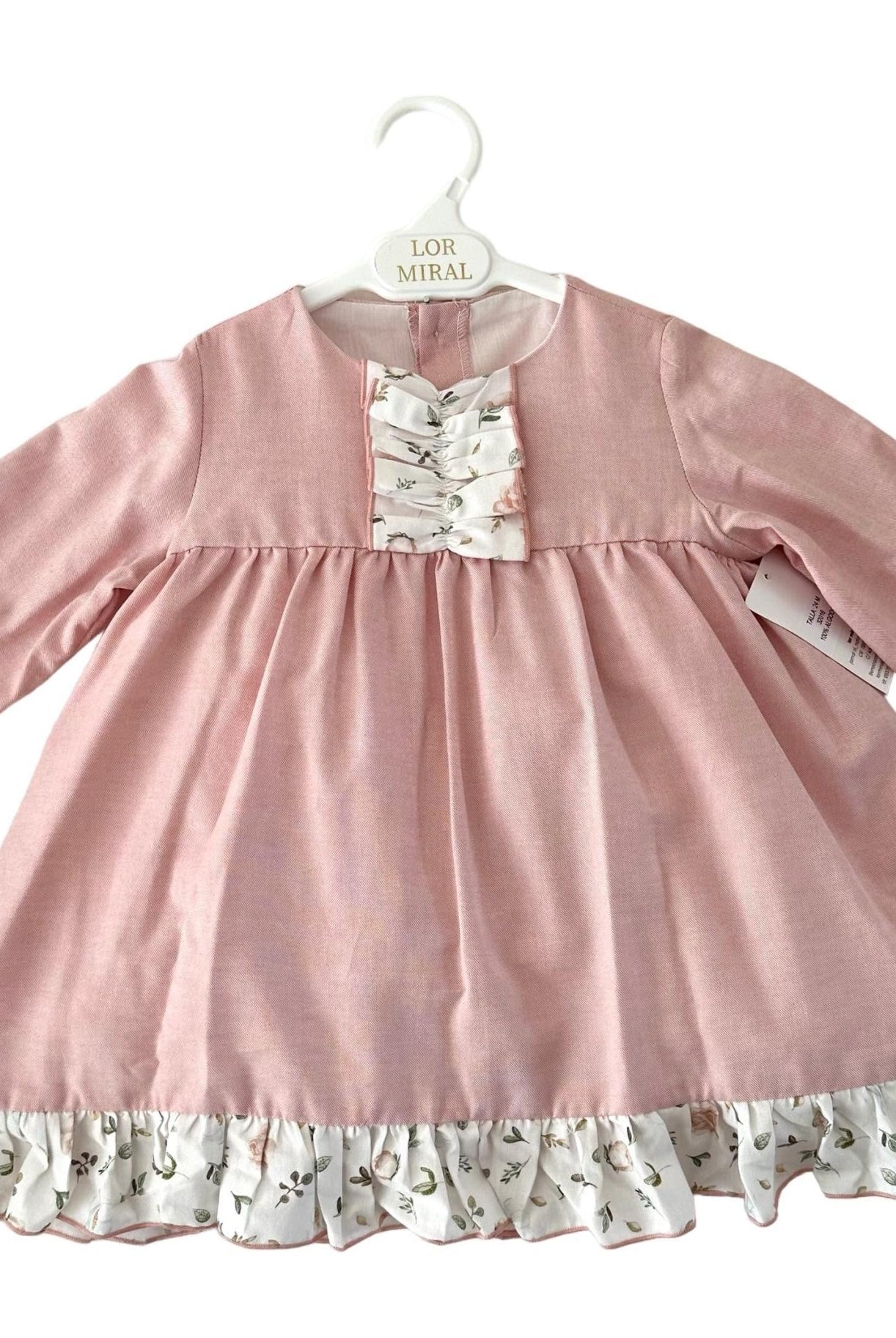 CLEARANCE SALE - Lor Miral - Baby Girl's Pink Floral Print Dress & Knickers 32016 - Mariposa Children's Boutique