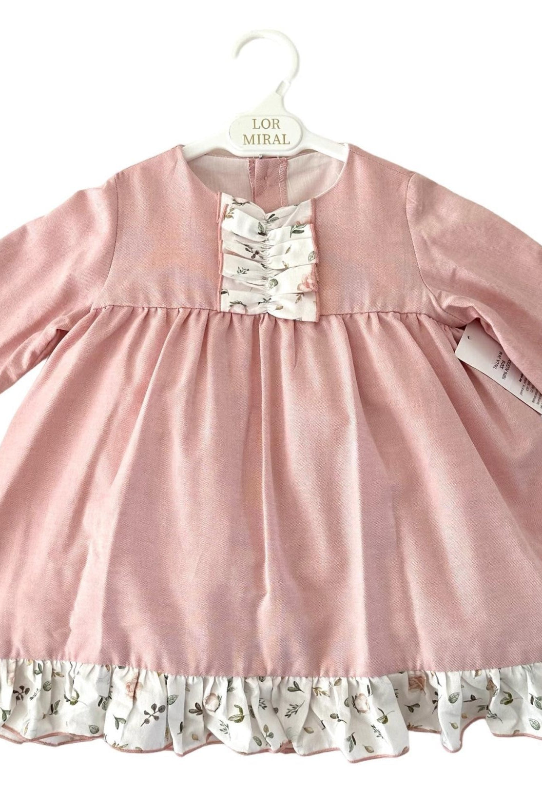 CLEARANCE SALE - Lor Miral - Baby Girl's Pink Floral Print Dress & Knickers 32016 - Mariposa Children's Boutique