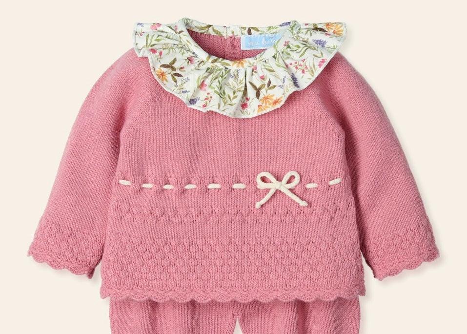 CLEARANCE SALE Mac Ilusion - Baby Girls Pink Aurora Knitted Oufit 9404 - Mariposa Children's Boutique
