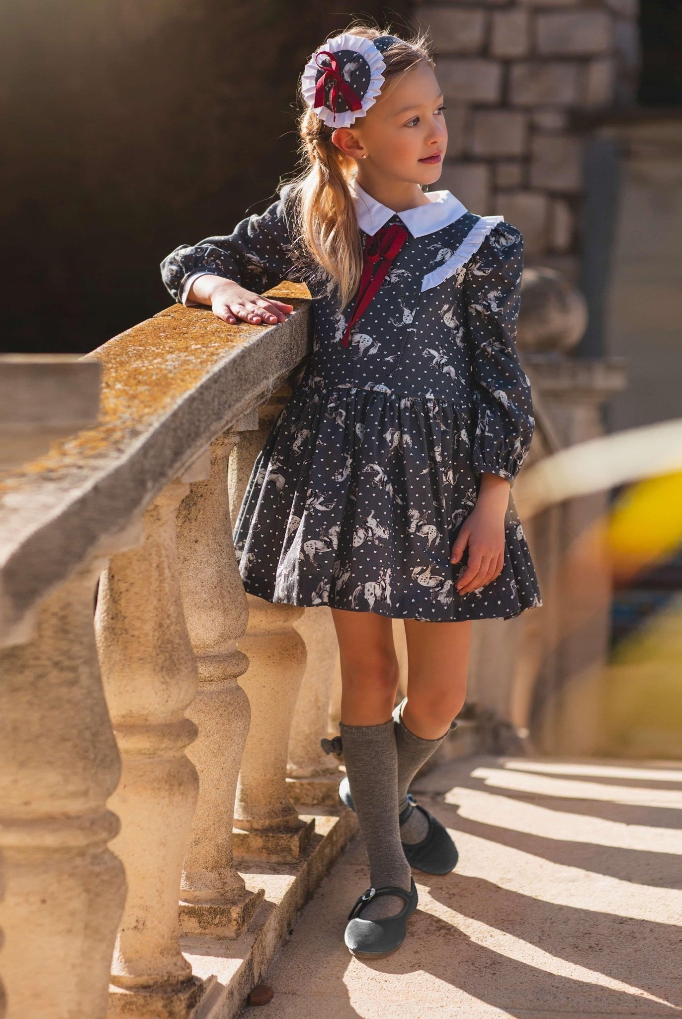 CLEARANCE SALE - Meraki Bambini - Girls Grey Caballos Dress - Mariposa Children's Boutique