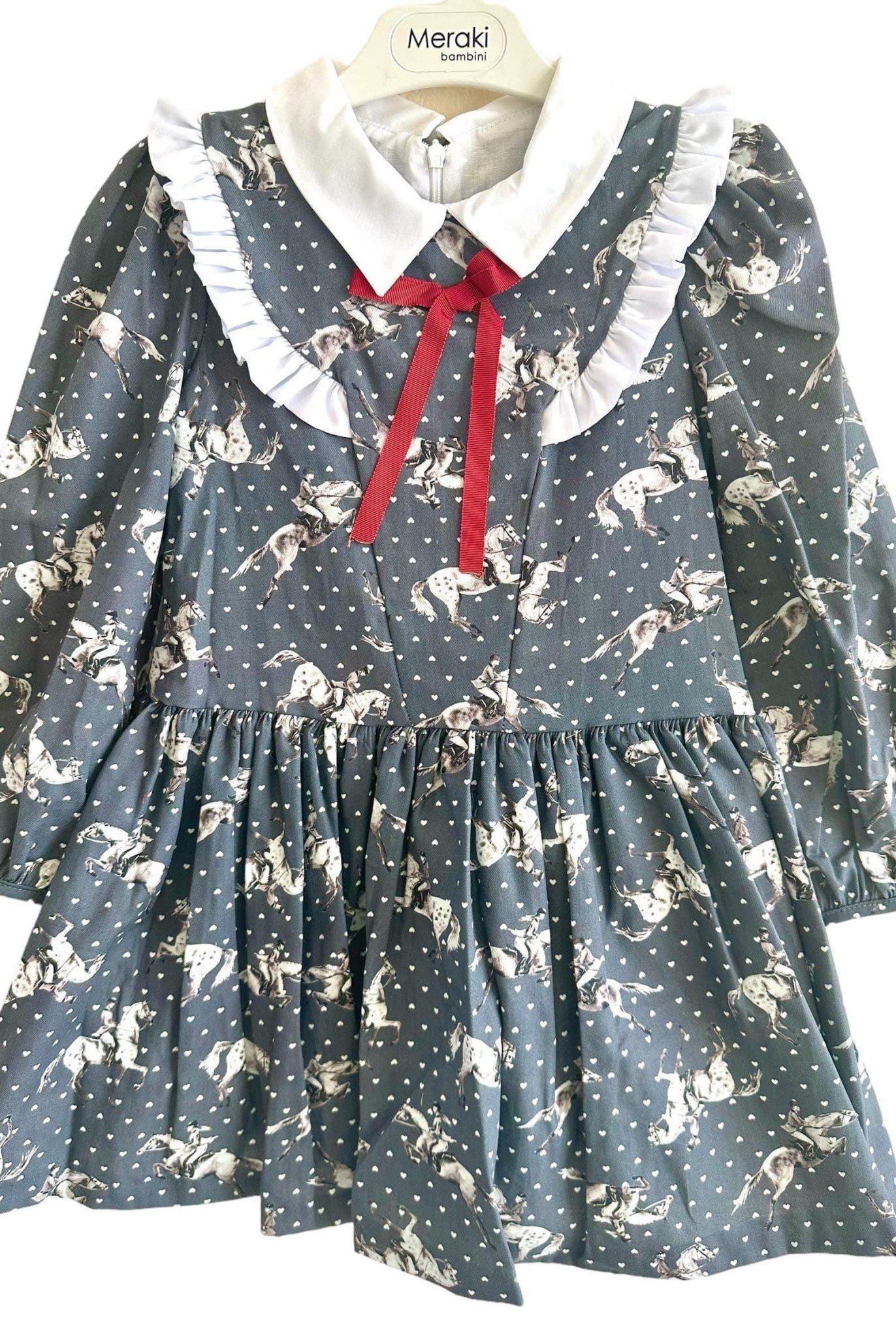 CLEARANCE SALE - Meraki Bambini - Girls Grey Caballos Dress - Mariposa Children's Boutique