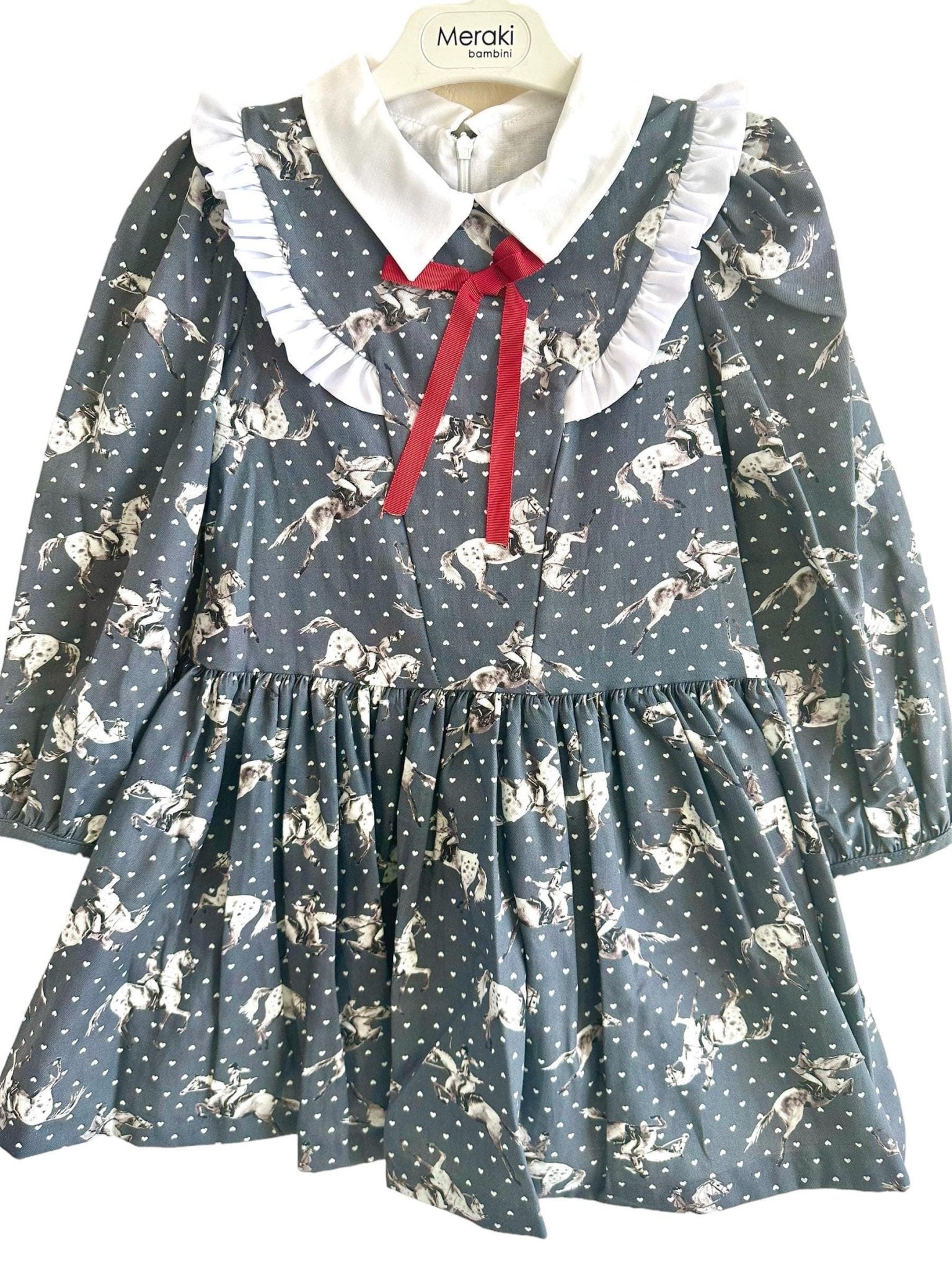 CLEARANCE SALE - Meraki Bambini - Girls Grey Caballos Dress - Mariposa Children's Boutique