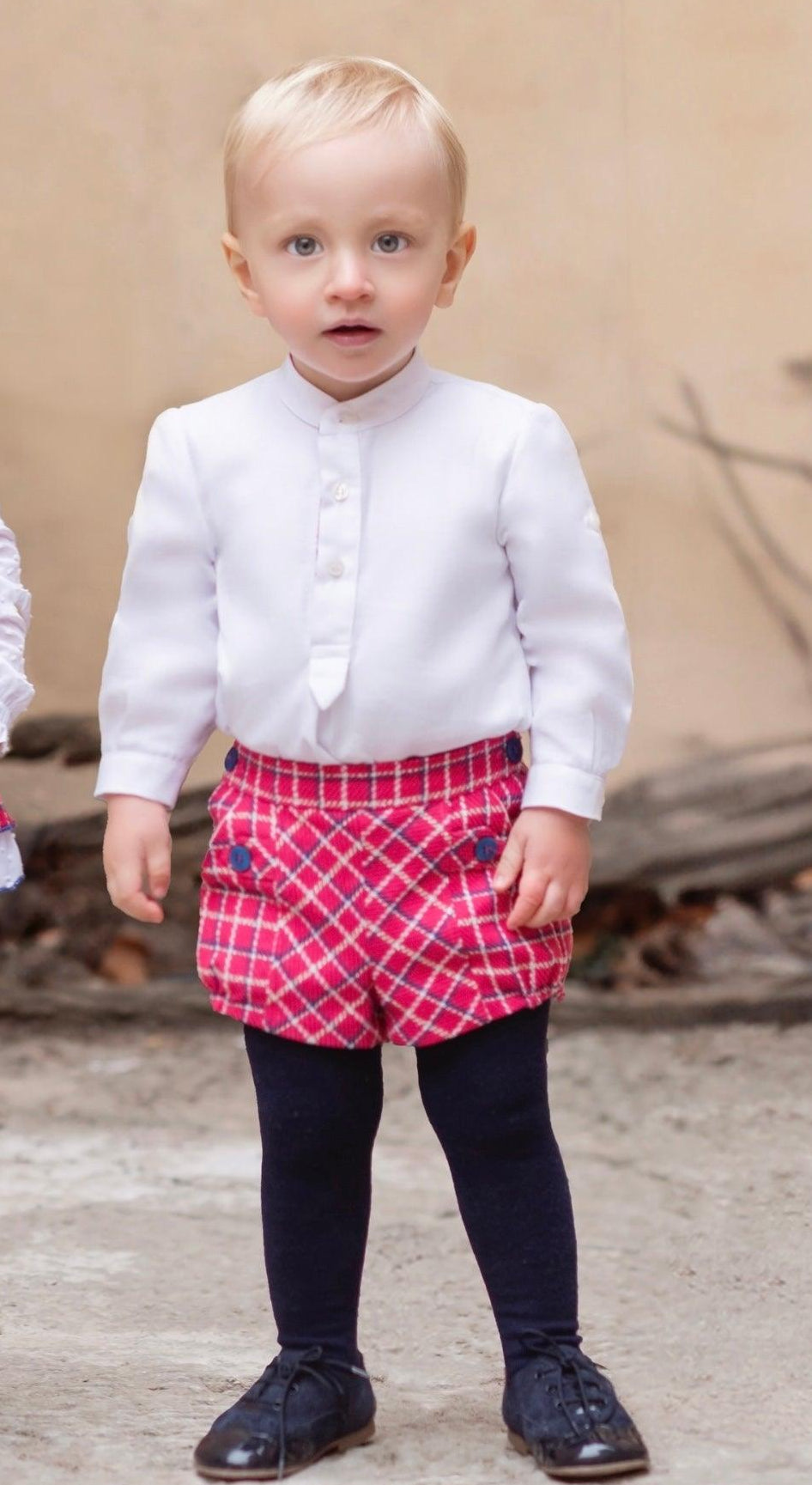 CLEARANCE SALE Miranda - Baby Boys Fuchsia and Blue Check Shorts & Shirt Set 138 - 23 - Mariposa Children's Boutique
