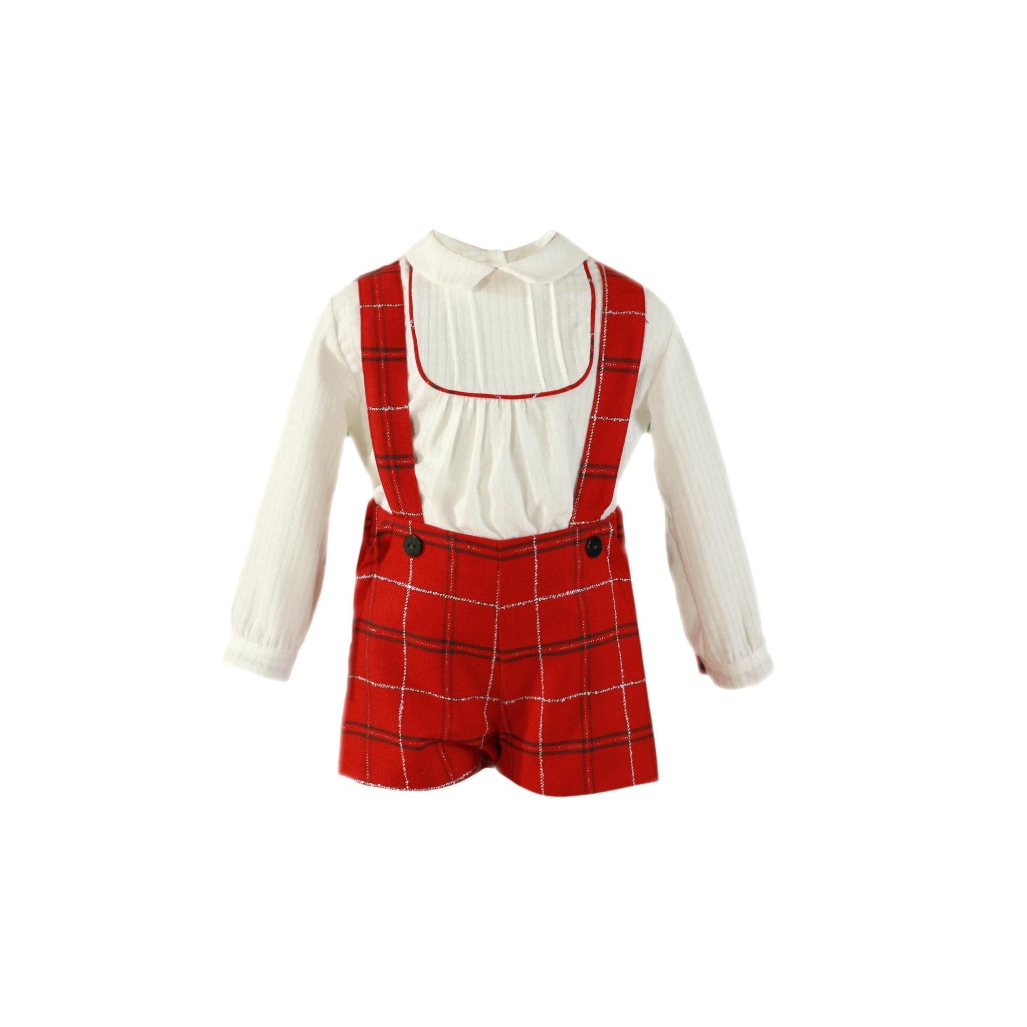 CLEARANCE SALE Miranda - Baby Boys Red & Navy Checked Shorts & Shirt Set 130 - 23 - Mariposa Children's Boutique