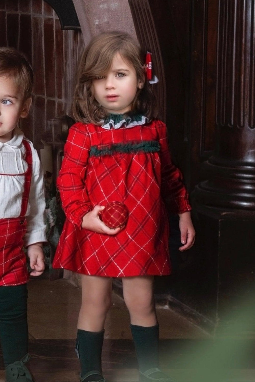CLEARANCE SALE Miranda - Baby Girls Red and Navy Check Dress 129V - Mariposa Children's Boutique
