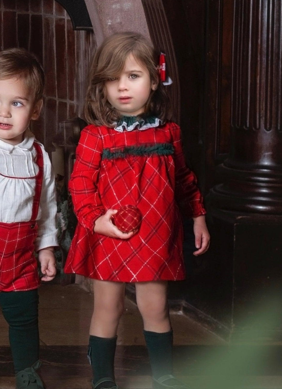 CLEARANCE SALE Miranda - Baby Girls Red and Navy Check Dress 129V - Mariposa Children's Boutique