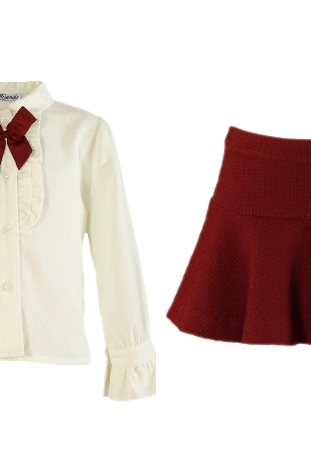 Clearance Sale Miranda - Girls Burgundy Skirt and Matching Blouse