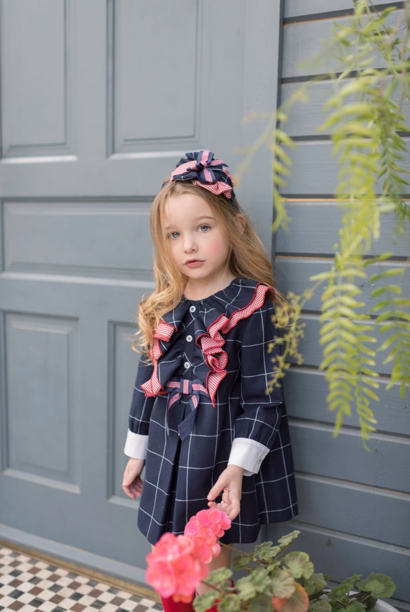 Clearance Sale Miranda - Girl's Navy & Red Dress
