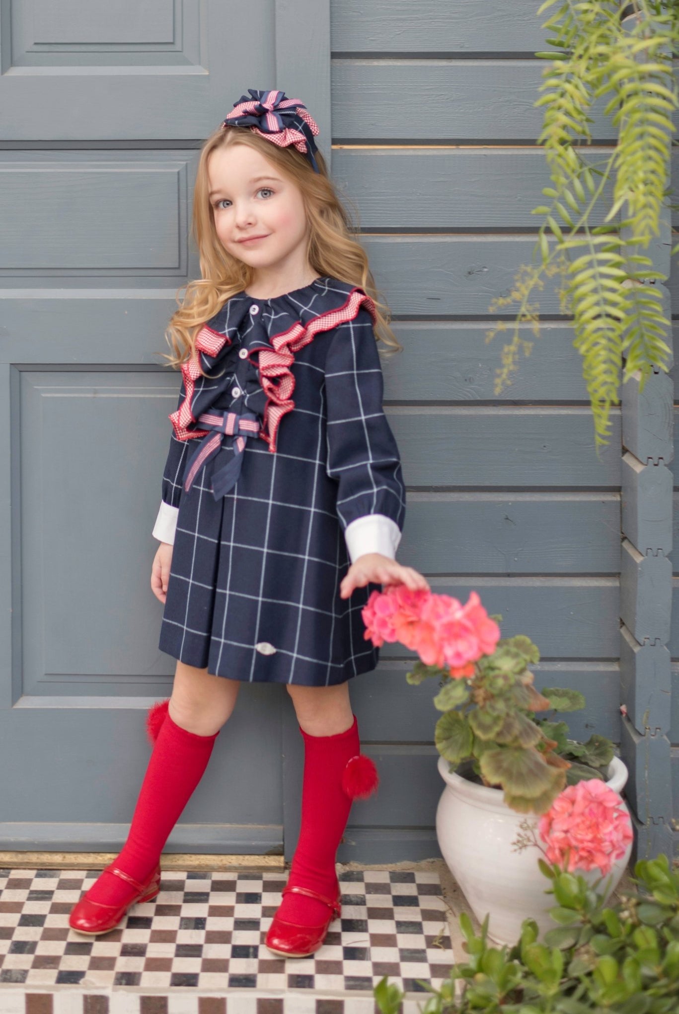 Clearance Sale Miranda - Girl's Navy & Red Dress