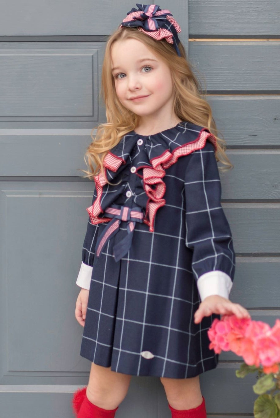 Clearance Sale Miranda - Girl's Navy & Red Dress