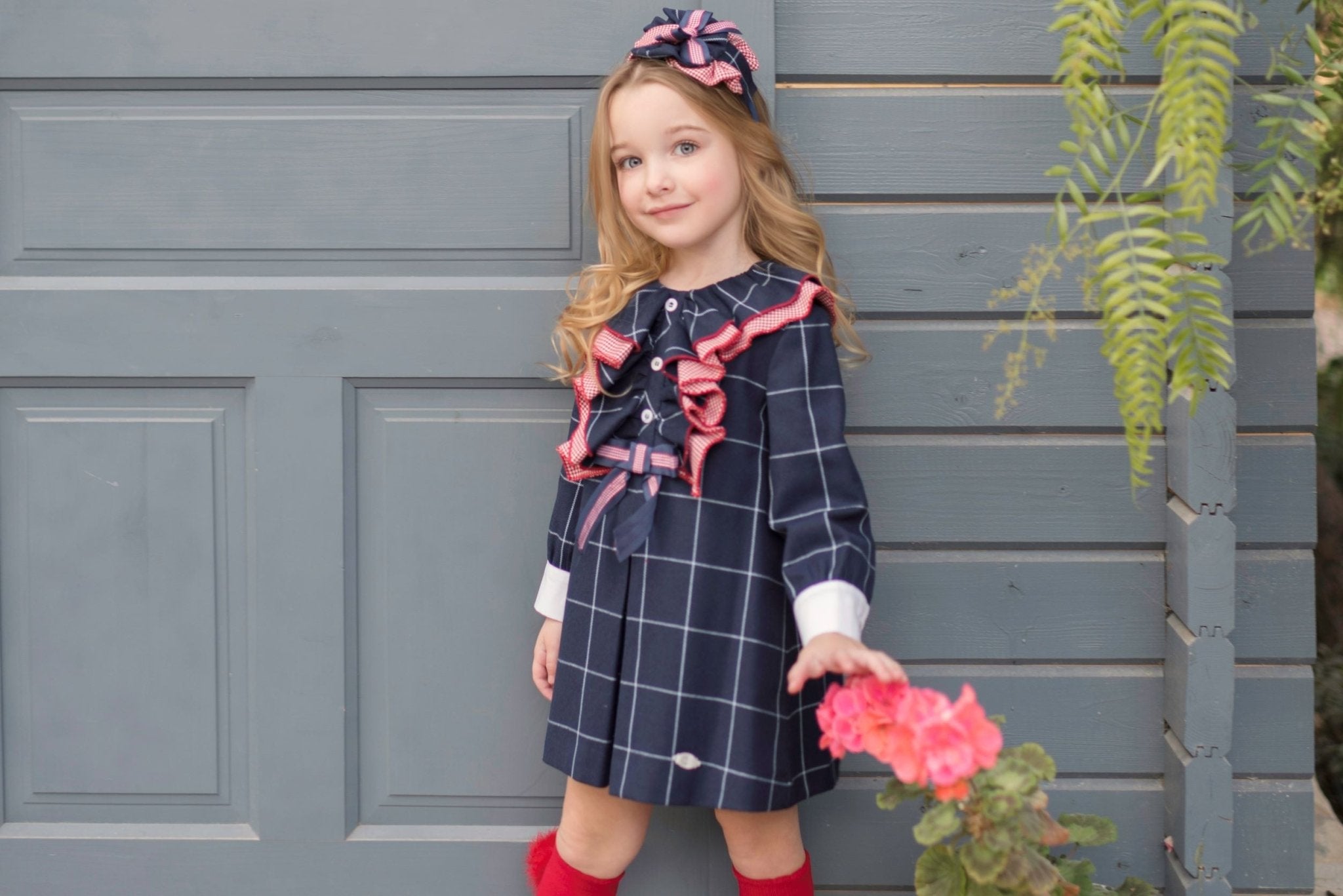Clearance Sale Miranda - Girl's Navy & Red Dress