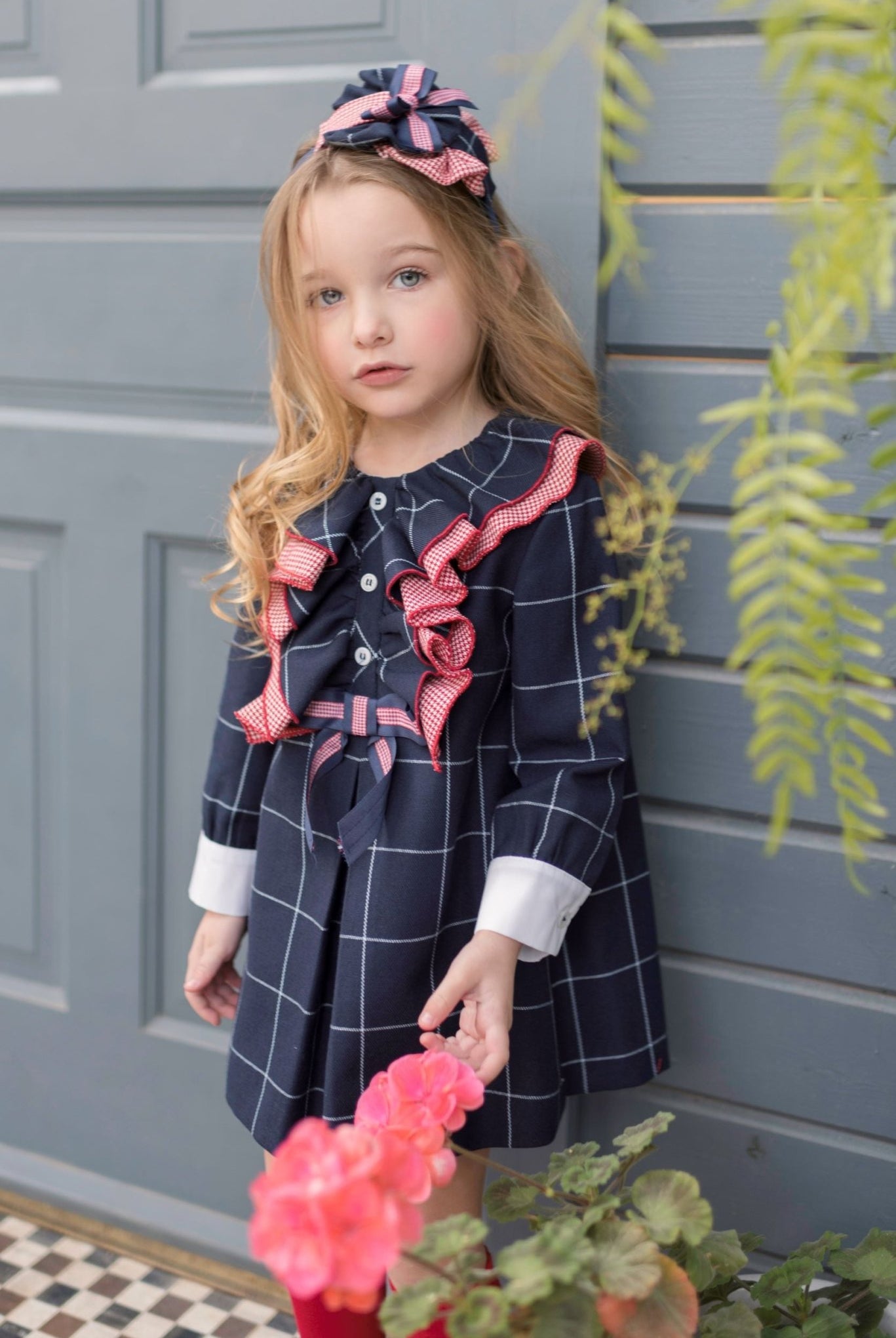 Clearance Sale Miranda - Girl's Navy & Red Dress