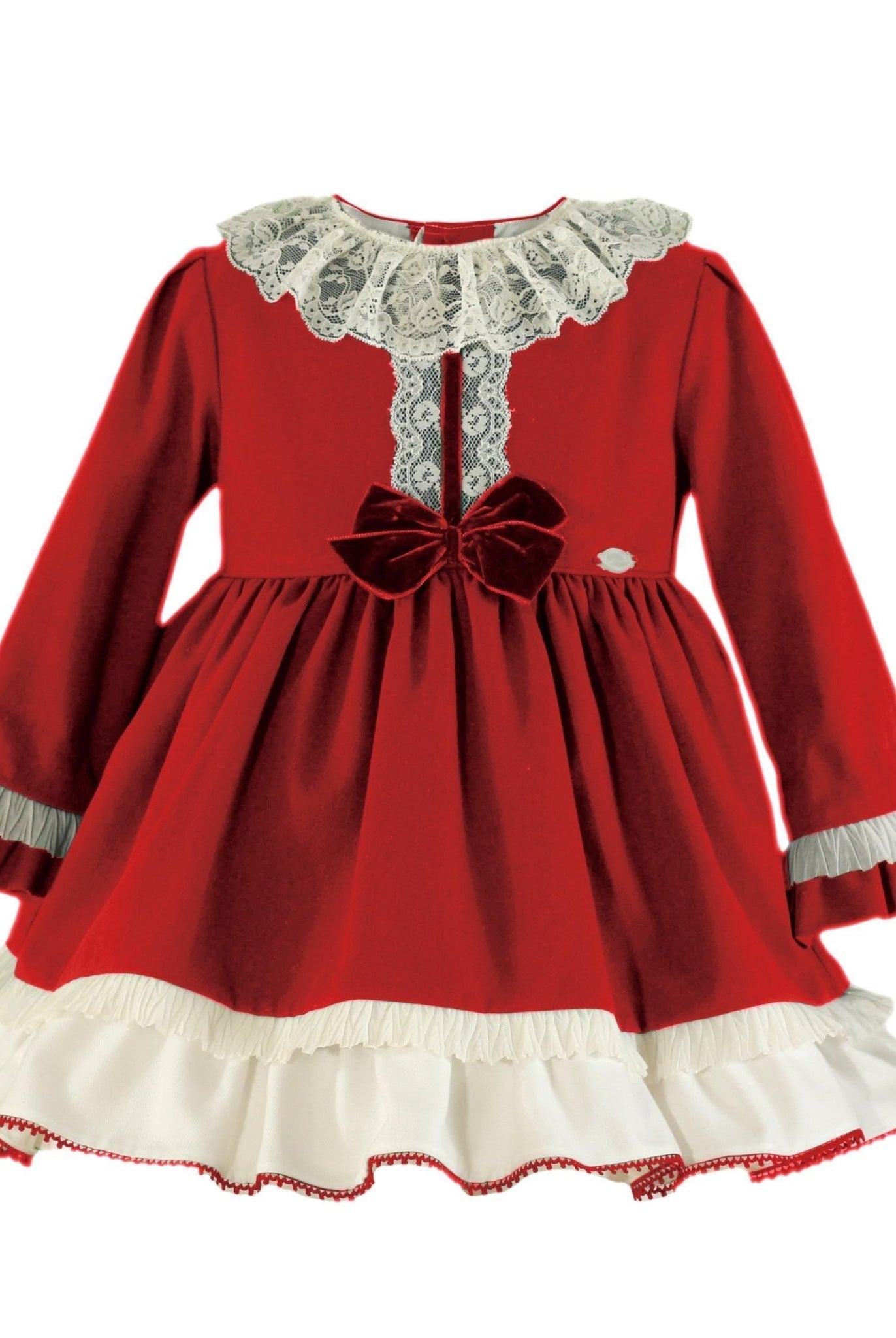 CLEARANCE SALE Miranda - Girls Red & Cream Dress - Mariposa Children's Boutique