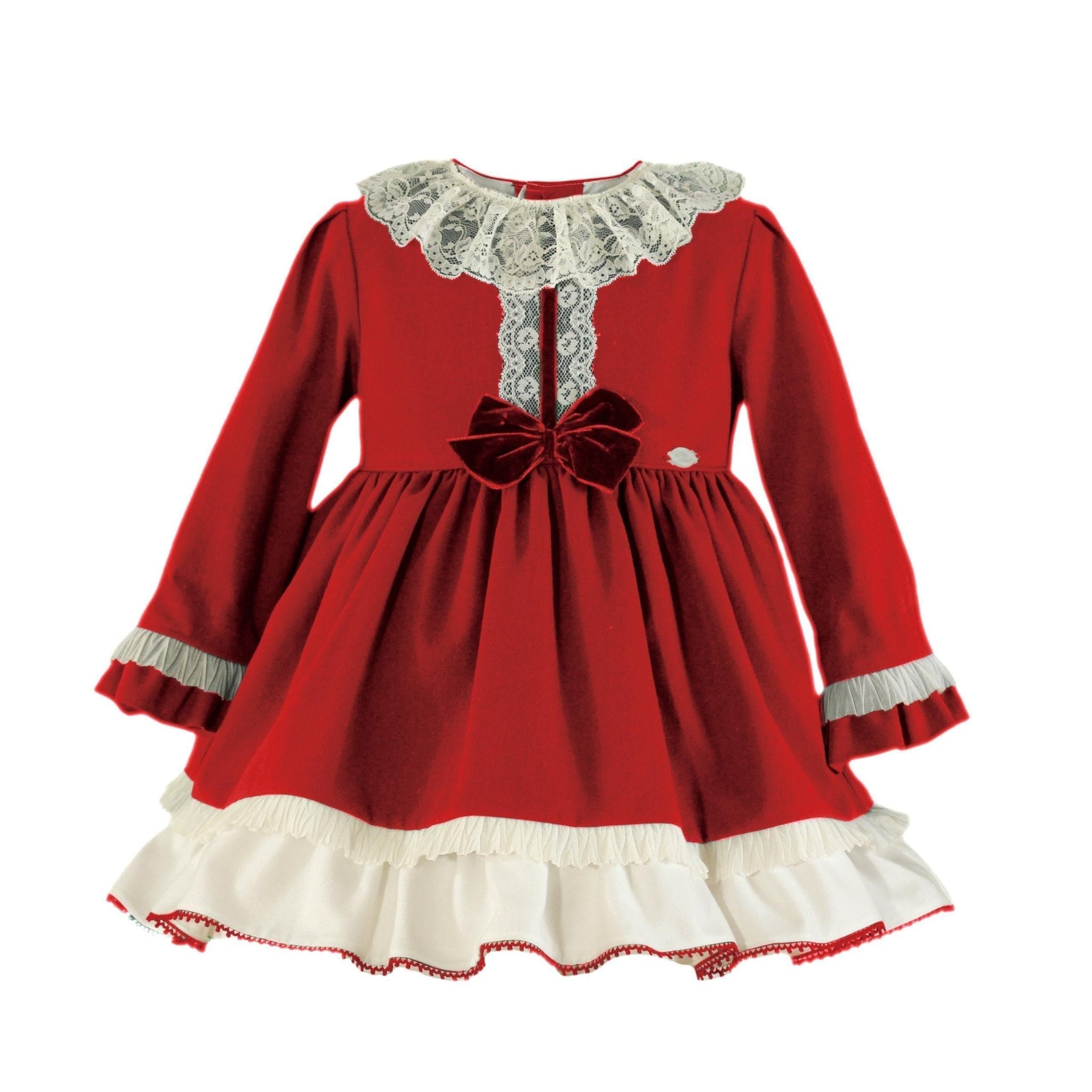 CLEARANCE SALE Miranda - Girls Red & Cream Dress - Mariposa Children's Boutique