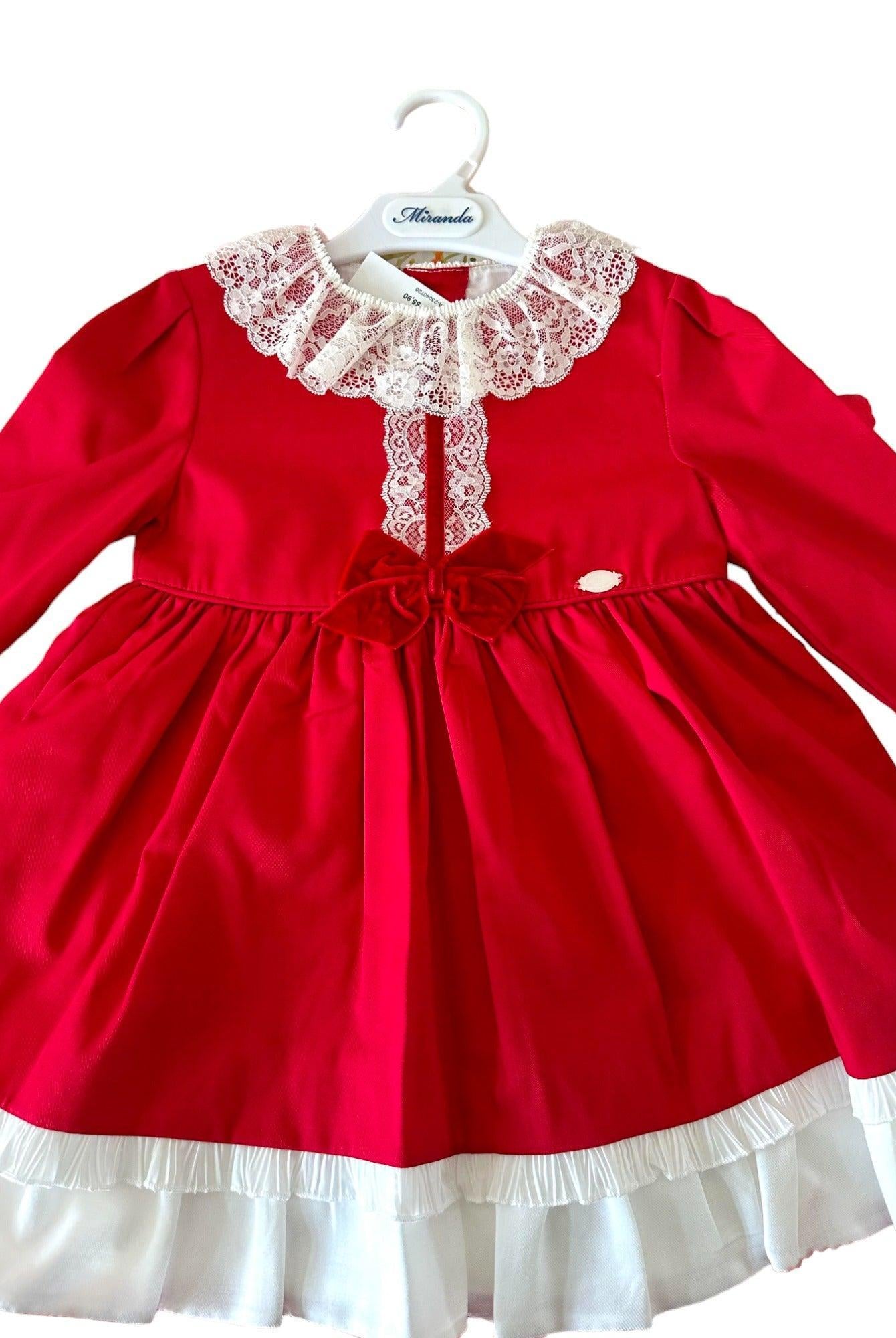 CLEARANCE SALE Miranda - Girls Red & Cream Dress - Mariposa Children's Boutique