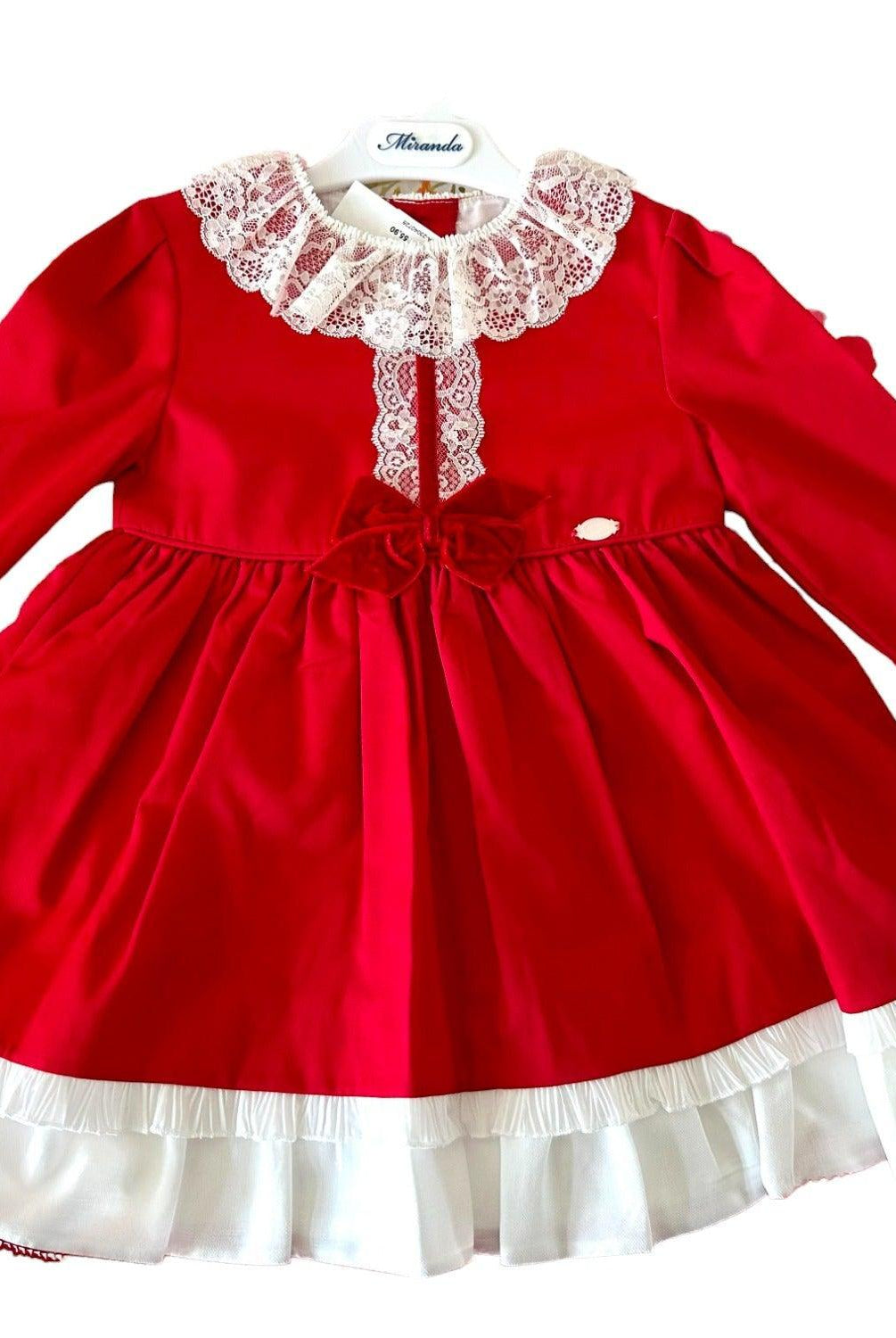 CLEARANCE SALE Miranda - Girls Red & Cream Dress - Mariposa Children's Boutique