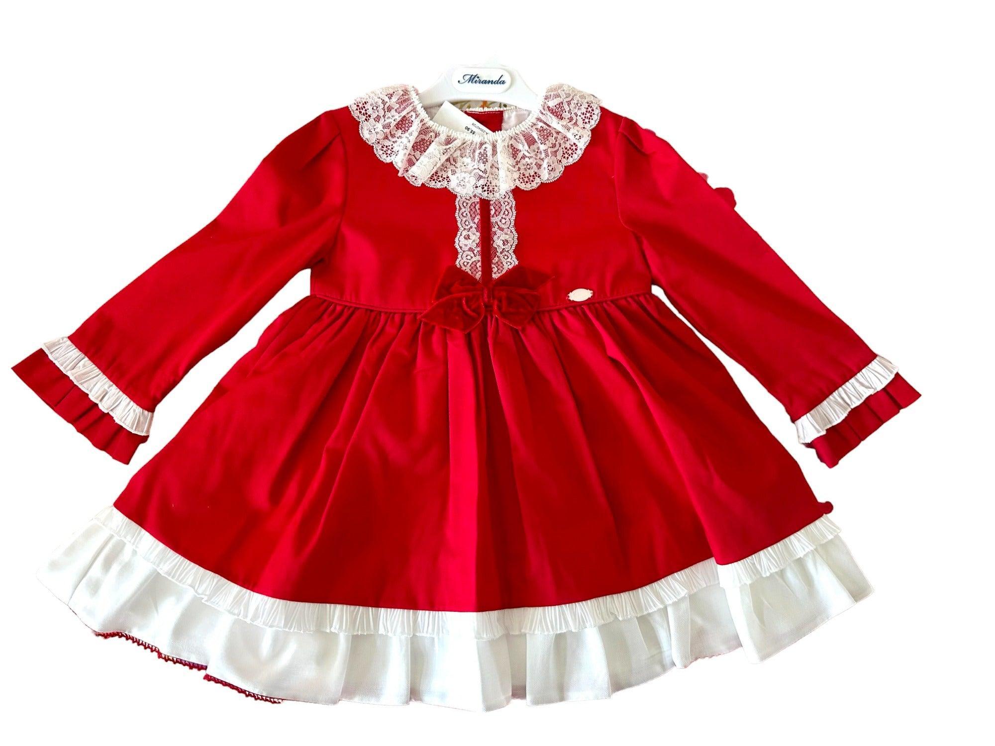 CLEARANCE SALE Miranda - Girls Red & Cream Dress - Mariposa Children's Boutique