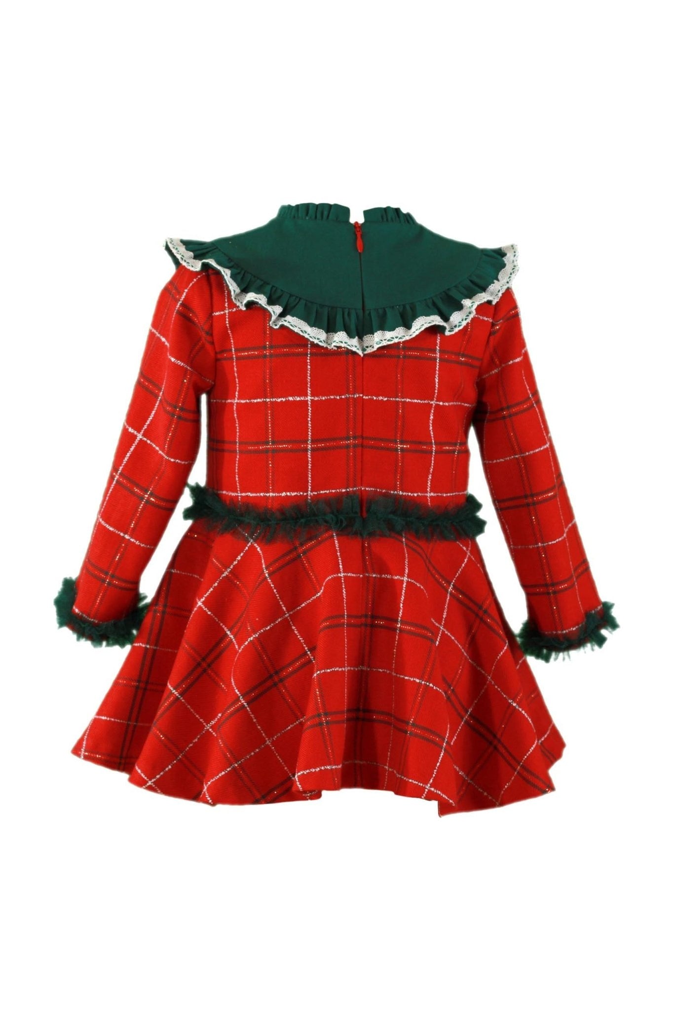 CLEARANCE SALE Miranda - Girls Red & Navy Checked Dress 229V - Mariposa Children's Boutique