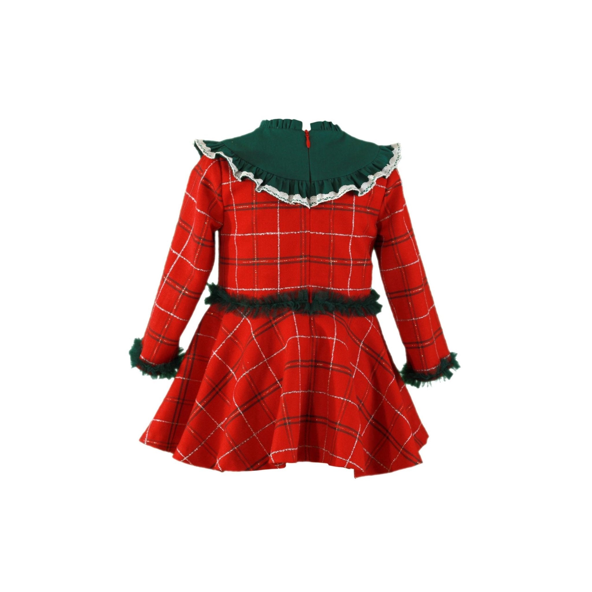 CLEARANCE SALE Miranda - Girls Red & Navy Checked Dress 229V - Mariposa Children's Boutique