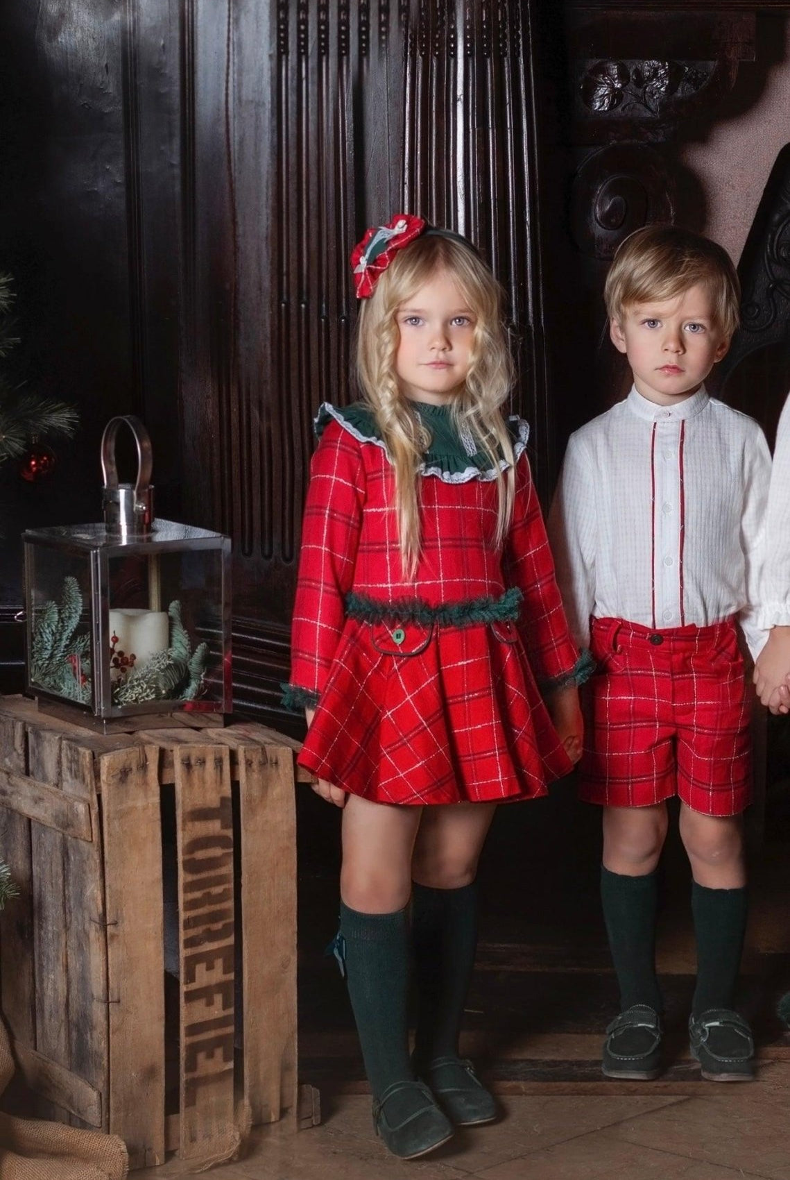 CLEARANCE SALE Miranda - Girls Red & Navy Checked Dress 229V - Mariposa Children's Boutique