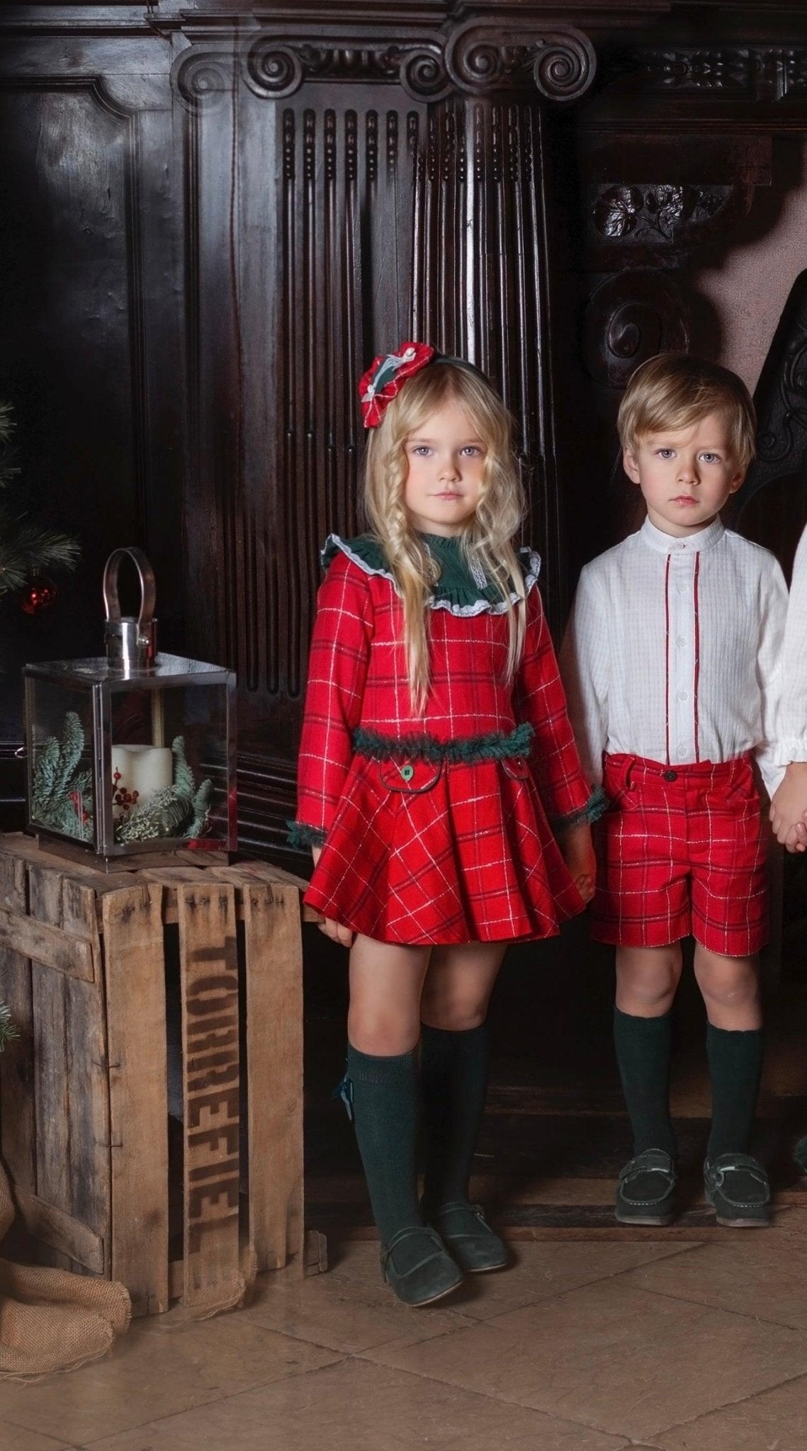 CLEARANCE SALE Miranda - Girls Red & Navy Checked Dress 229V - Mariposa Children's Boutique