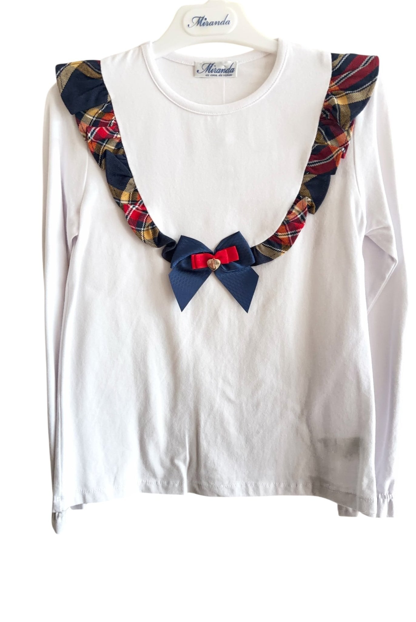 CLEARANCE SALE Miranda - Girls Red Tartan Detail Hooded Sweatshirt & Top