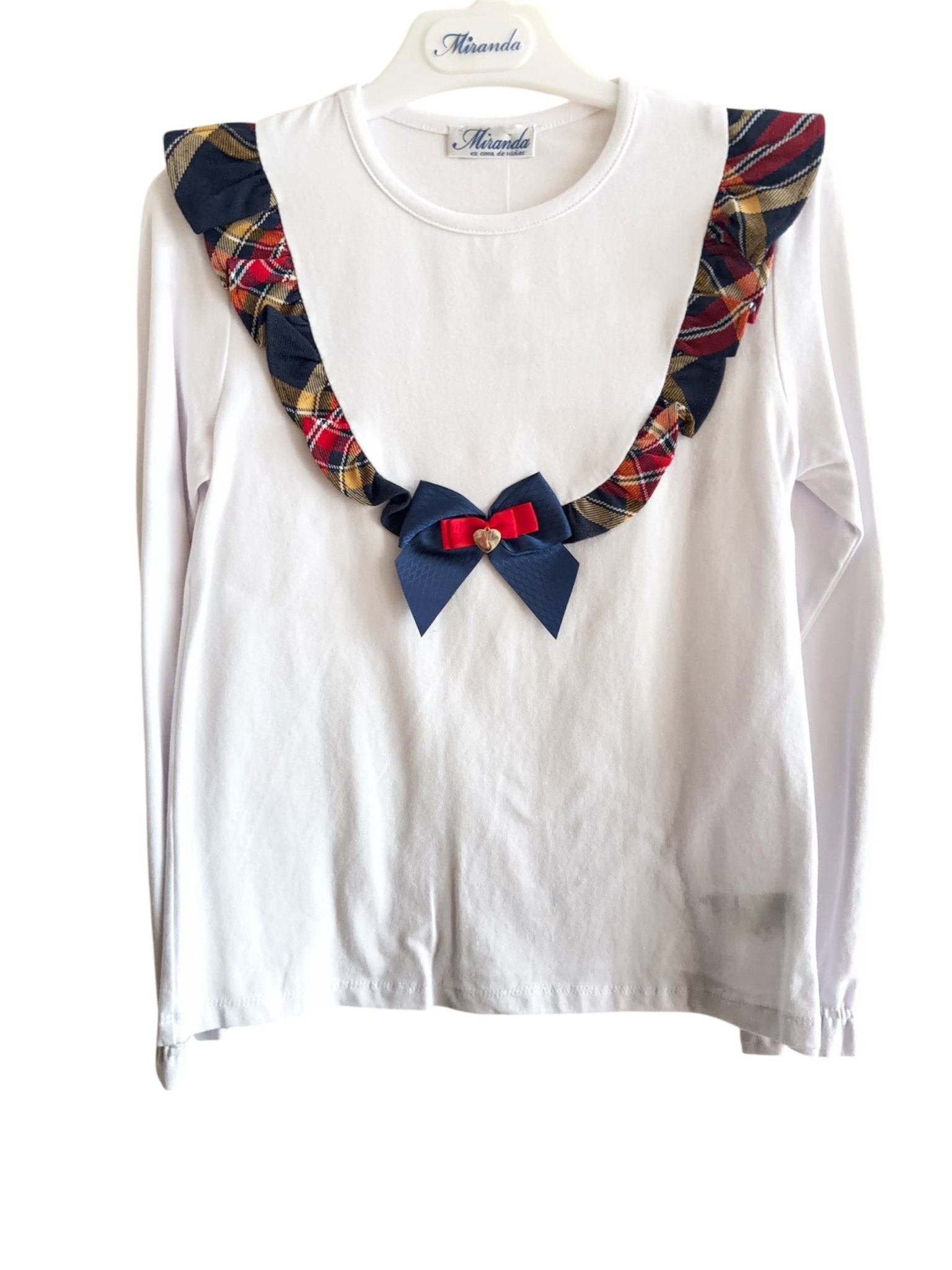 CLEARANCE SALE Miranda - Girls Red Tartan Detail Hooded Sweatshirt & Top