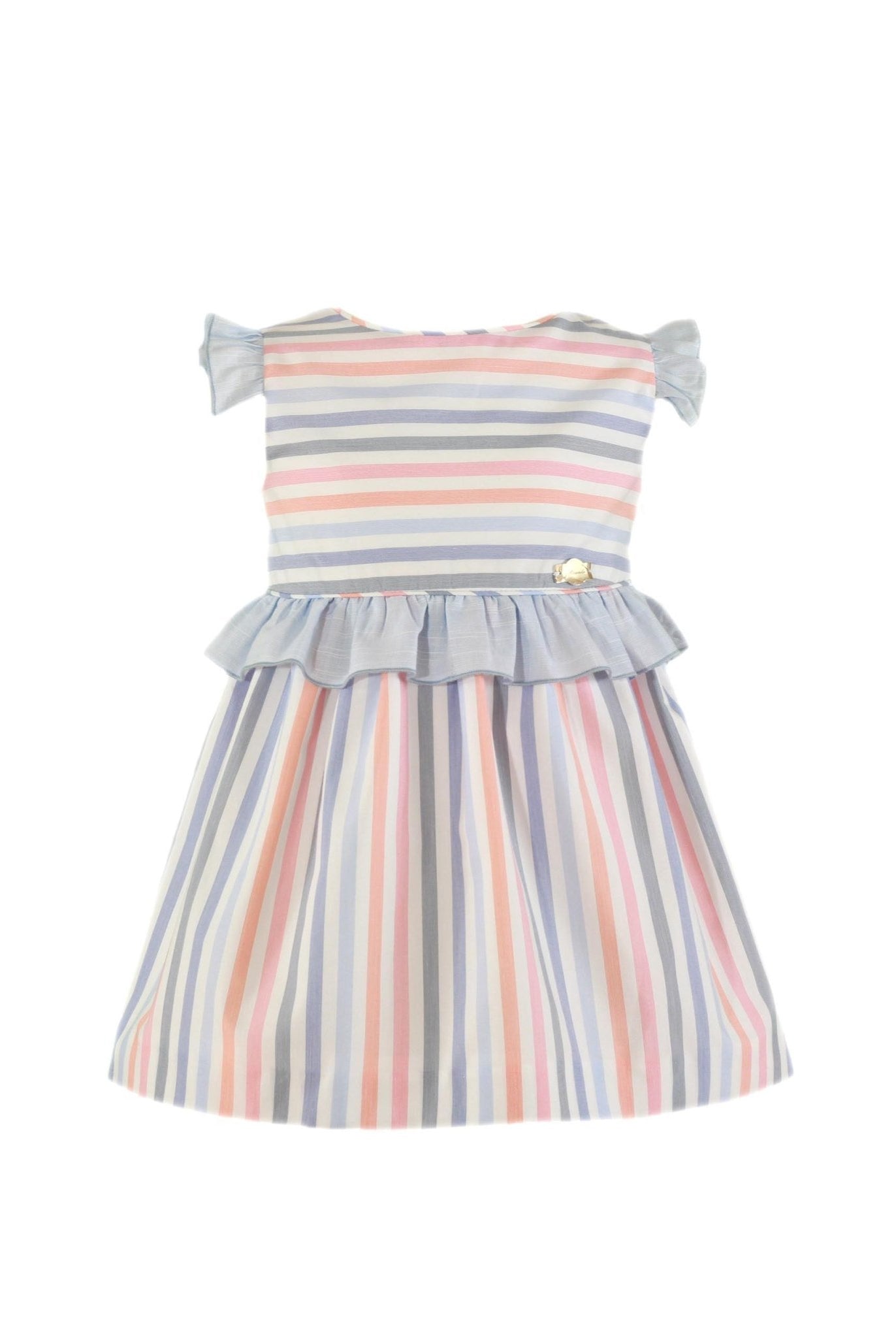CLEARANCE SALE - Miranda SS24 - Girls Multicolour Stripe Dress 604V - Mariposa Children's Boutique