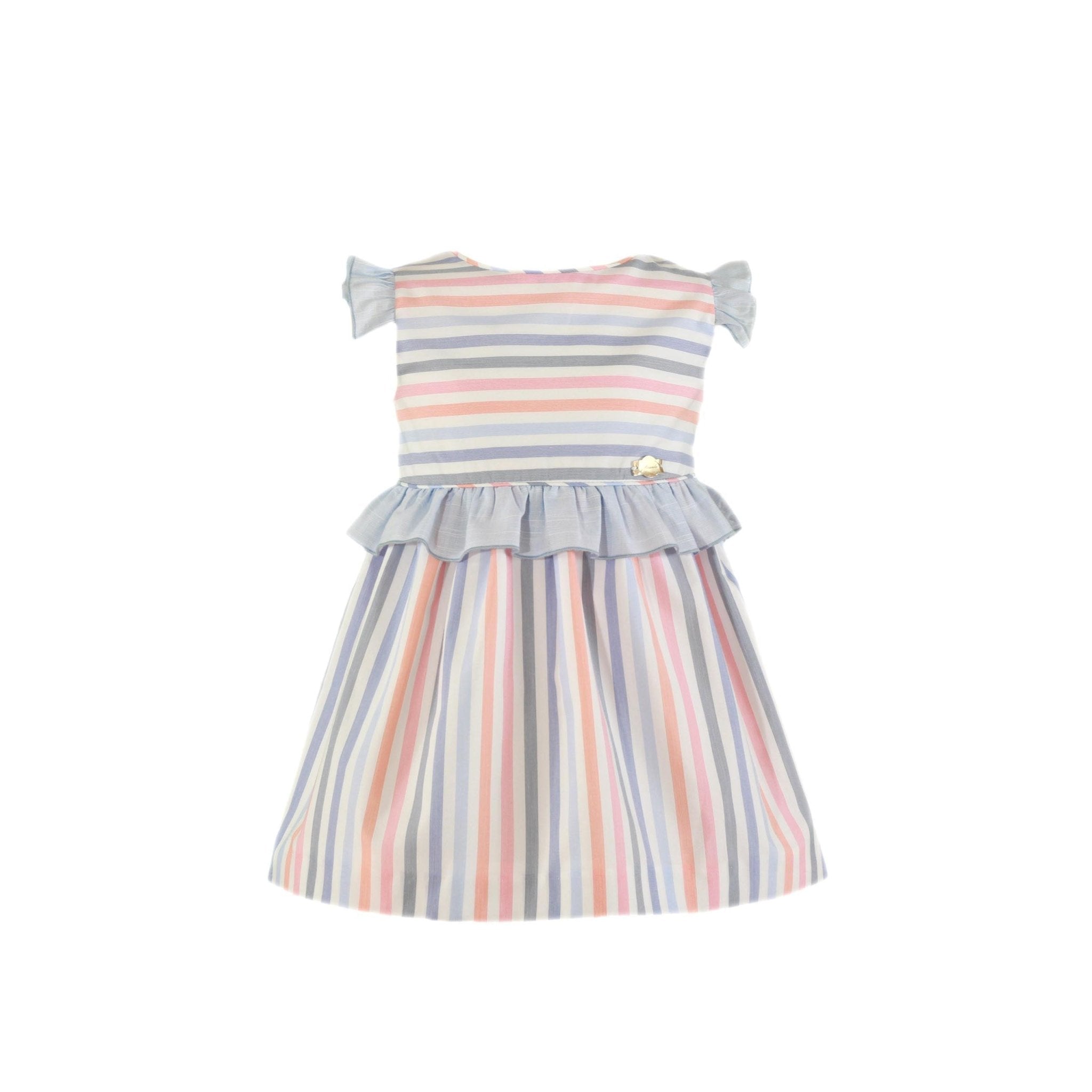 CLEARANCE SALE - Miranda SS24 - Girls Multicolour Stripe Dress 604V - Mariposa Children's Boutique