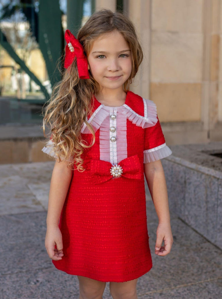 Naxos AW23 - Girls Red Christmas Dress 7242 - Mariposa Children's Boutique