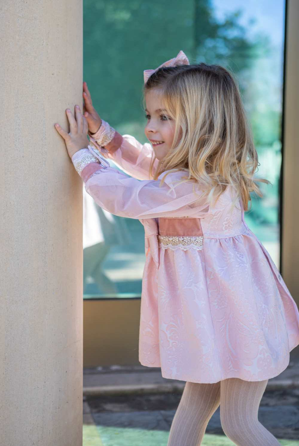 Clearance Sale Naxos - Girl's Pink Damask Dress