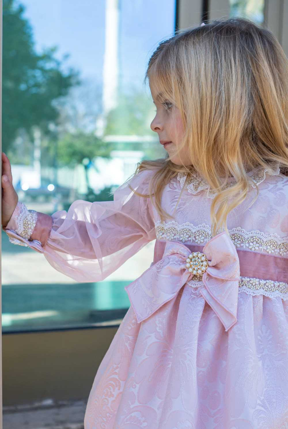 Clearance Sale Naxos - Girl's Pink Damask Dress