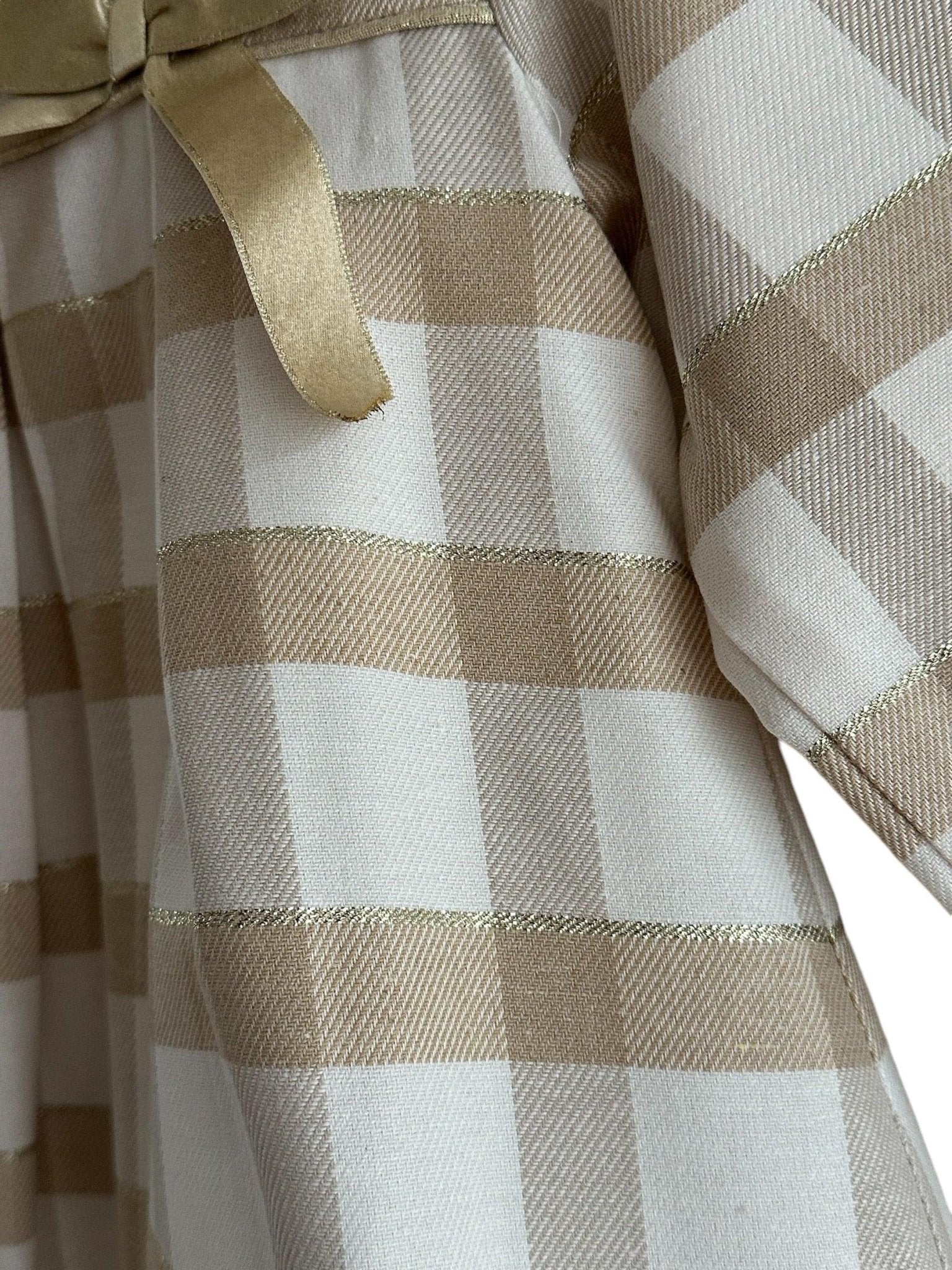 CLEARANCE SALE Rochy - Girls Gold Glitter, Camel and Cream Dress - Mariposa Children's Boutique