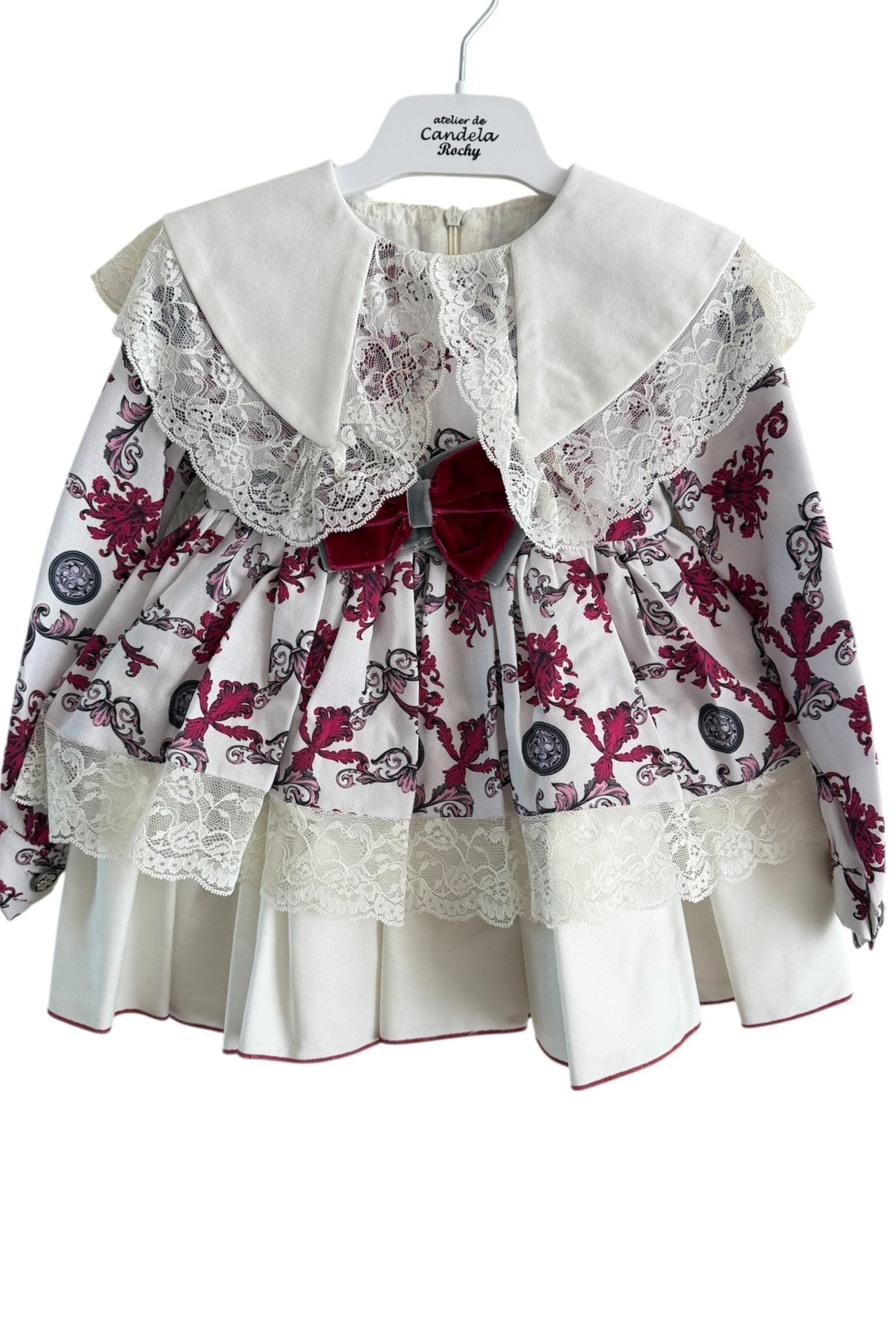 CLEARANCE SALE Rochy - Girls Grey & Burgundy Print Dress