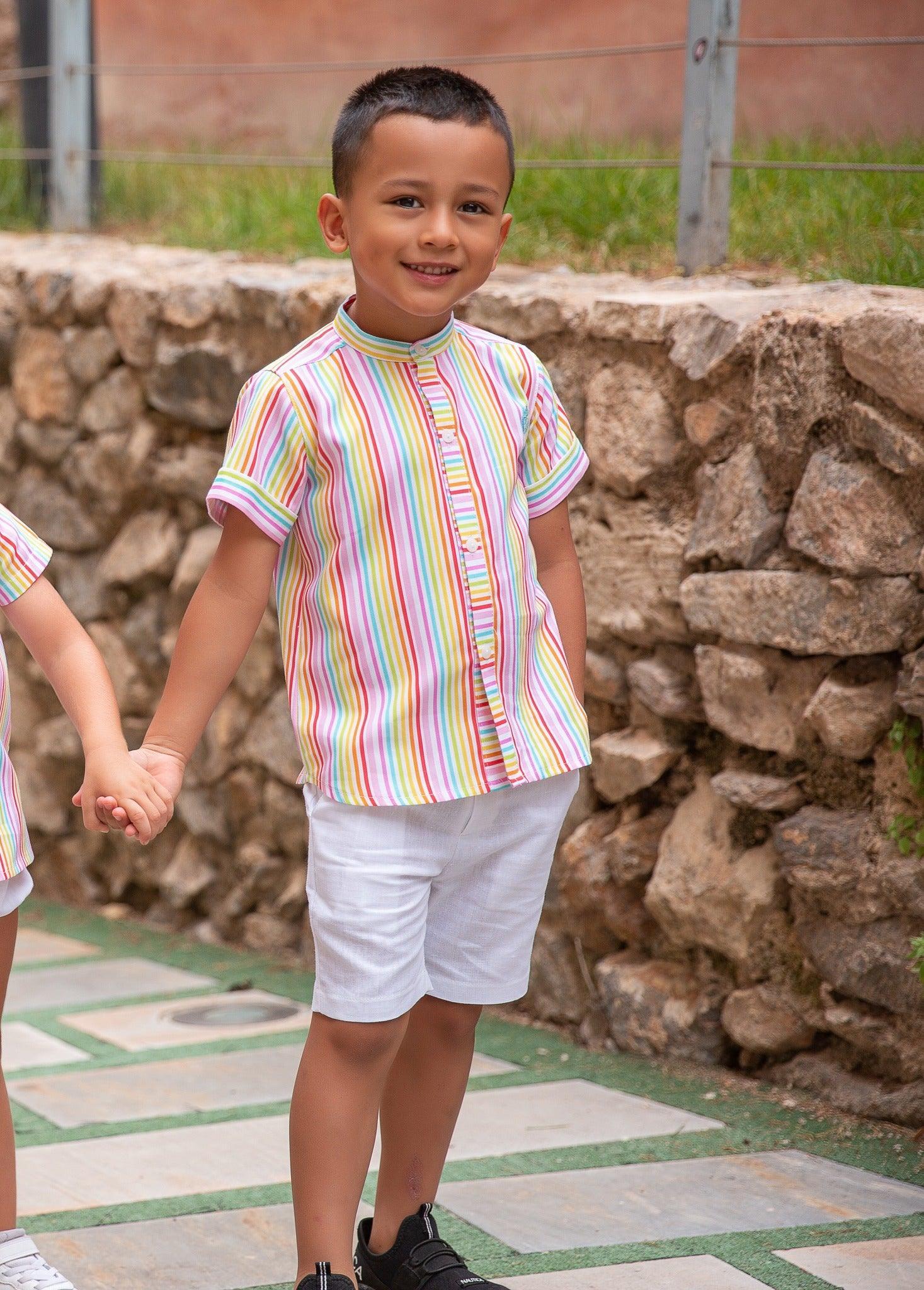 CLEARANCE SALE - Rochy SS24 - Boys Multi Coloured Shorts & Shirt Set - Mariposa Children's Boutique
