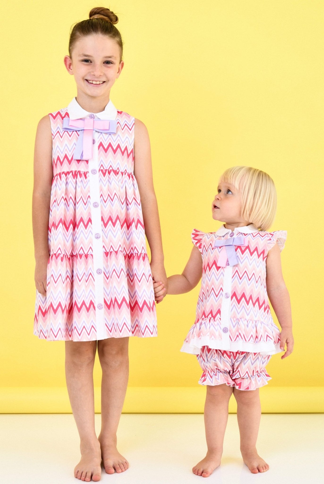 CLEARANCE SALE - Rochy SS24 - Girls Zig Zag White, Lilac and Pink Dress - Mariposa Children's Boutique