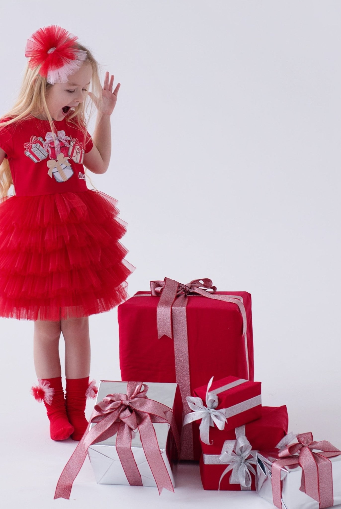 DAGA AW25 PRE - ORDER - Girls Magical Surprises Red Tulle Headpiece