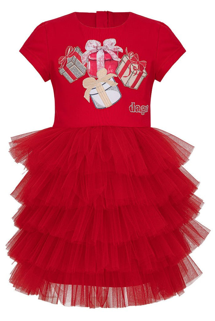DAGA AW25 PRE - ORDER - Girls Magical Surprises Red Tulle Layered Dress