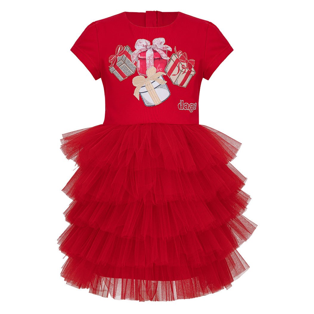 DAGA AW25 PRE - ORDER - Girls Magical Surprises Red Tulle Layered Dress