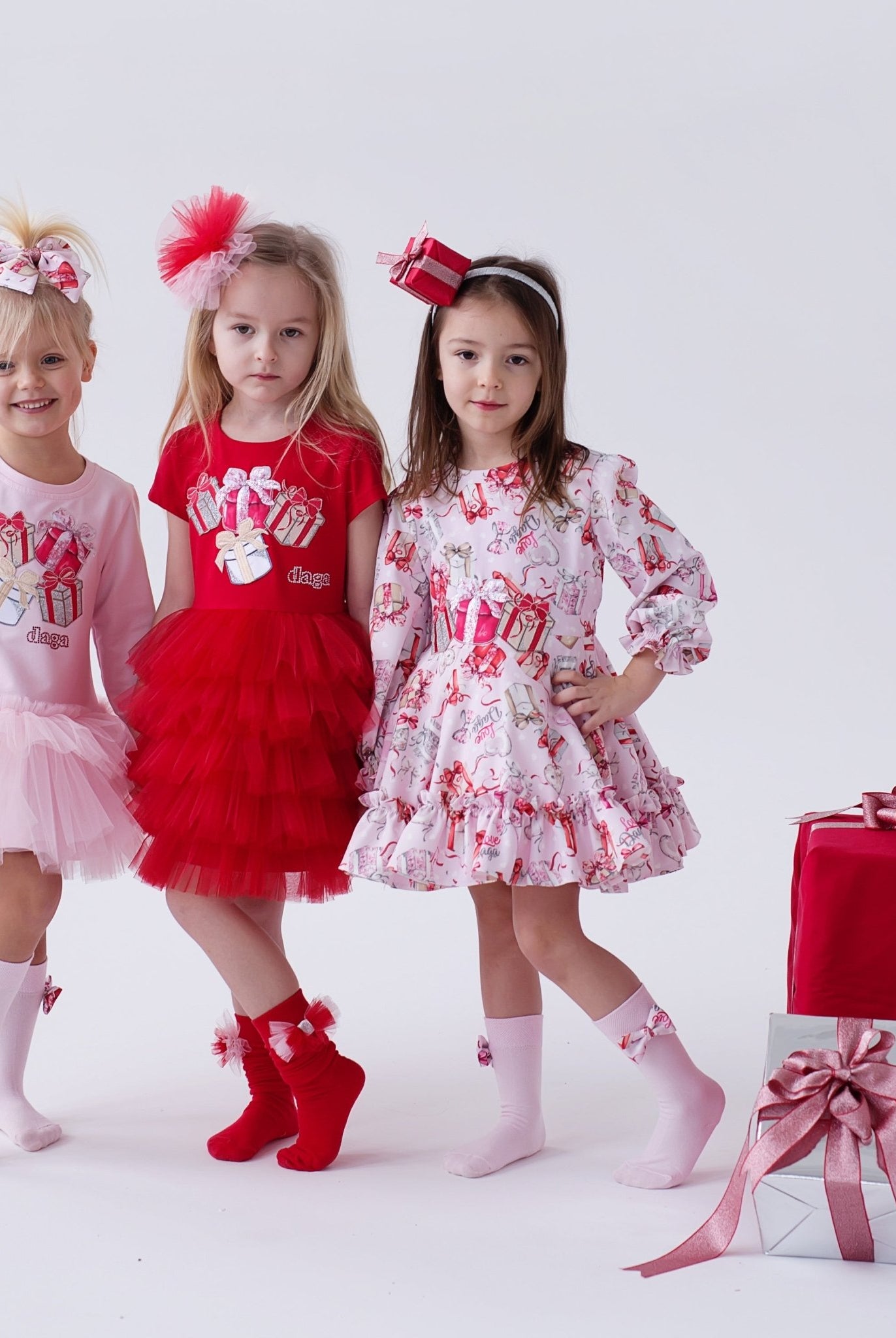 DAGA AW25 PRE - ORDER - Girls Magical Surprises Red Tulle Layered Dress