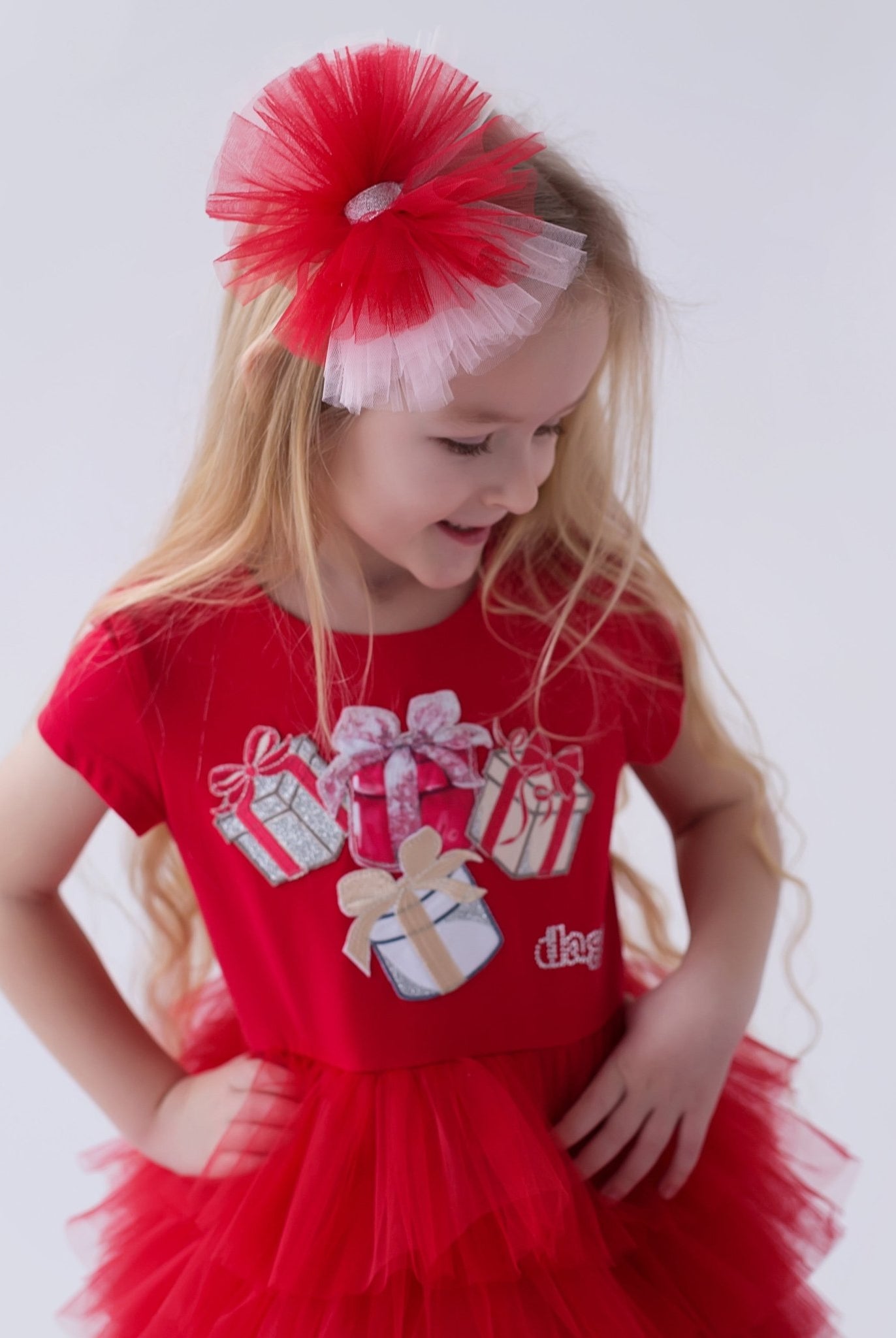 DAGA AW25 PRE - ORDER - Girls Magical Surprises Red Tulle Layered Dress