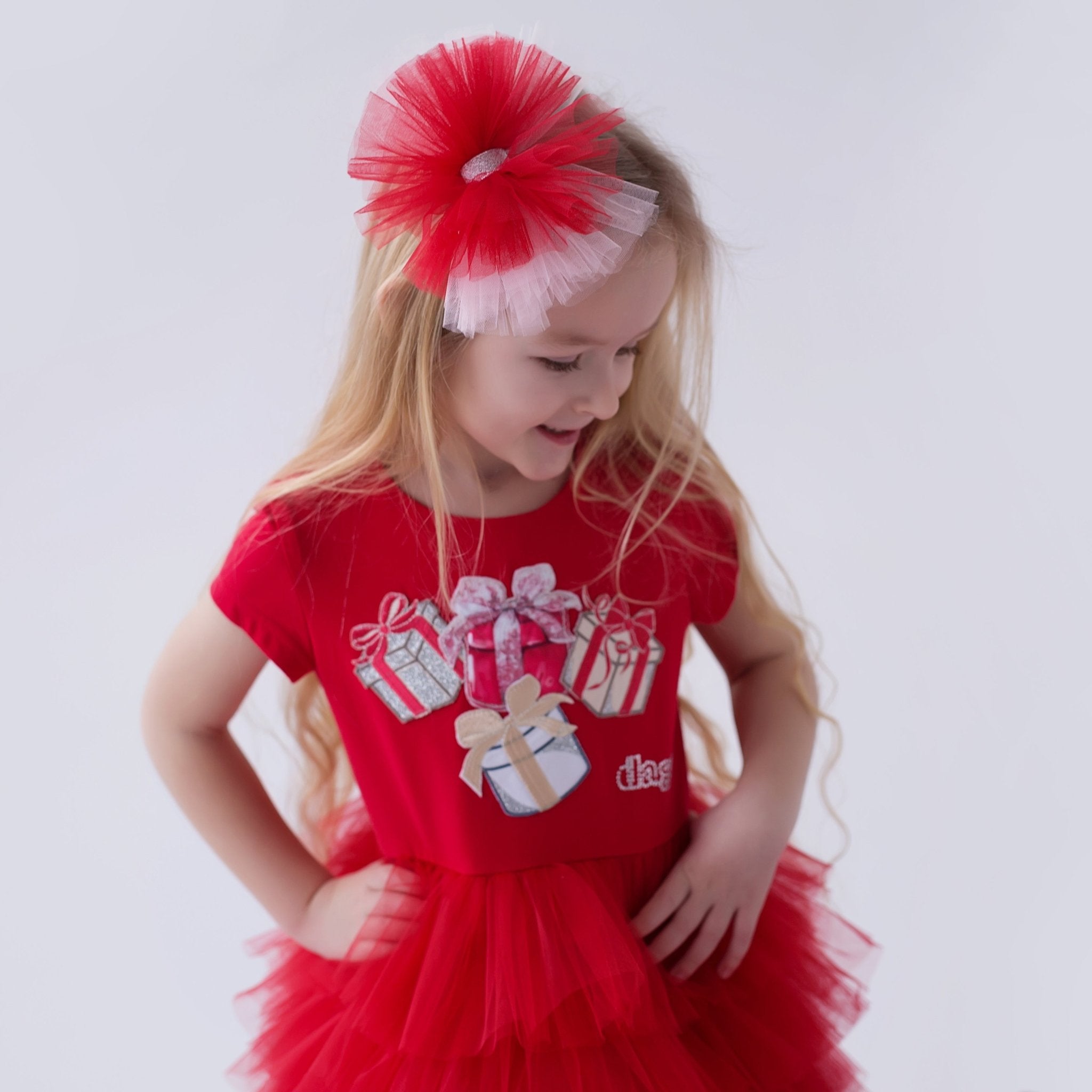 DAGA AW25 PRE - ORDER - Girls Magical Surprises Red Tulle Layered Dress