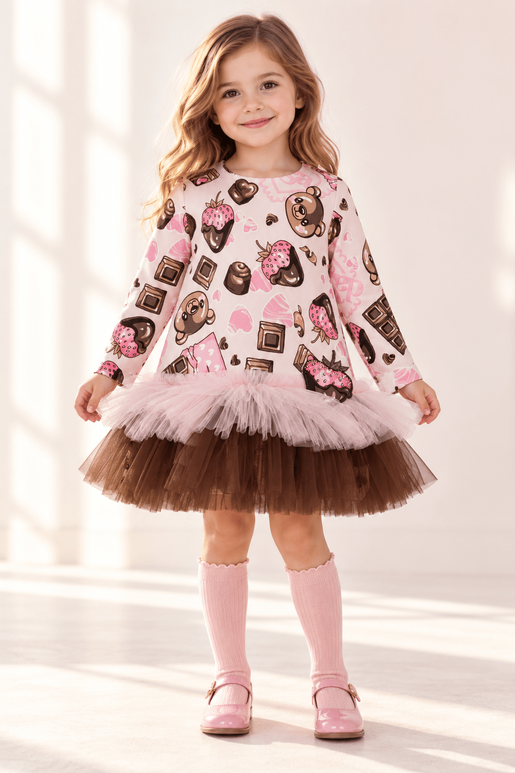 DAGA Girls Chocolate Teddy Tulle Dress | AW26